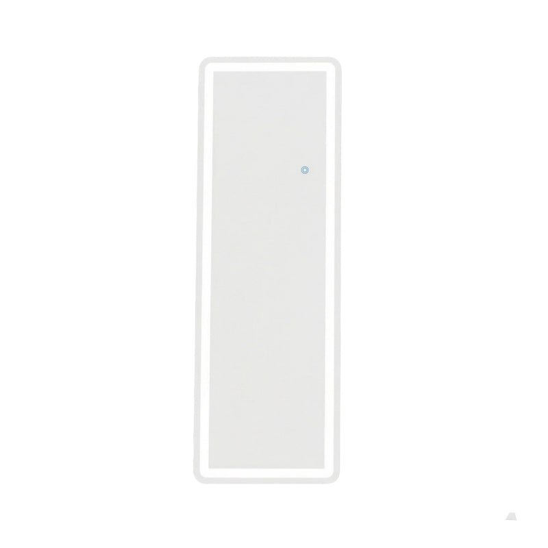Full-length LED mirror with silver aluminum frame, front view