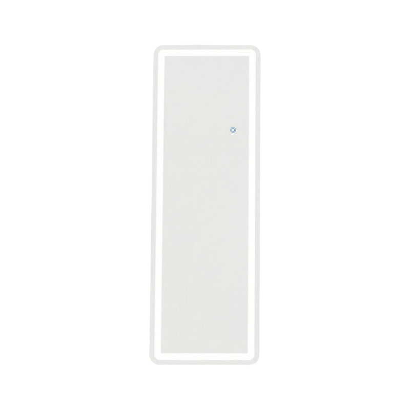 Full-length LED mirror with slim silver border lighting and clear reflective glass