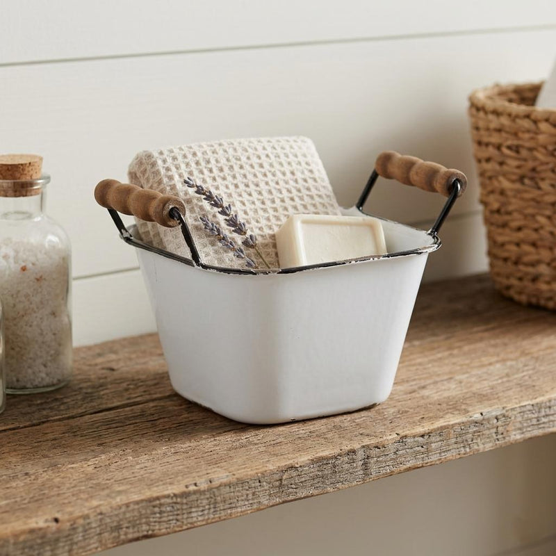 6" White Stackable Metal Bucket - Office
