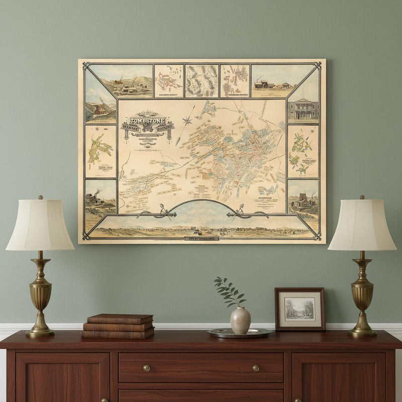 18" X 24" Map Of Tombstone Mining District Vintage Travel Poster Wall Art - Home & Garden