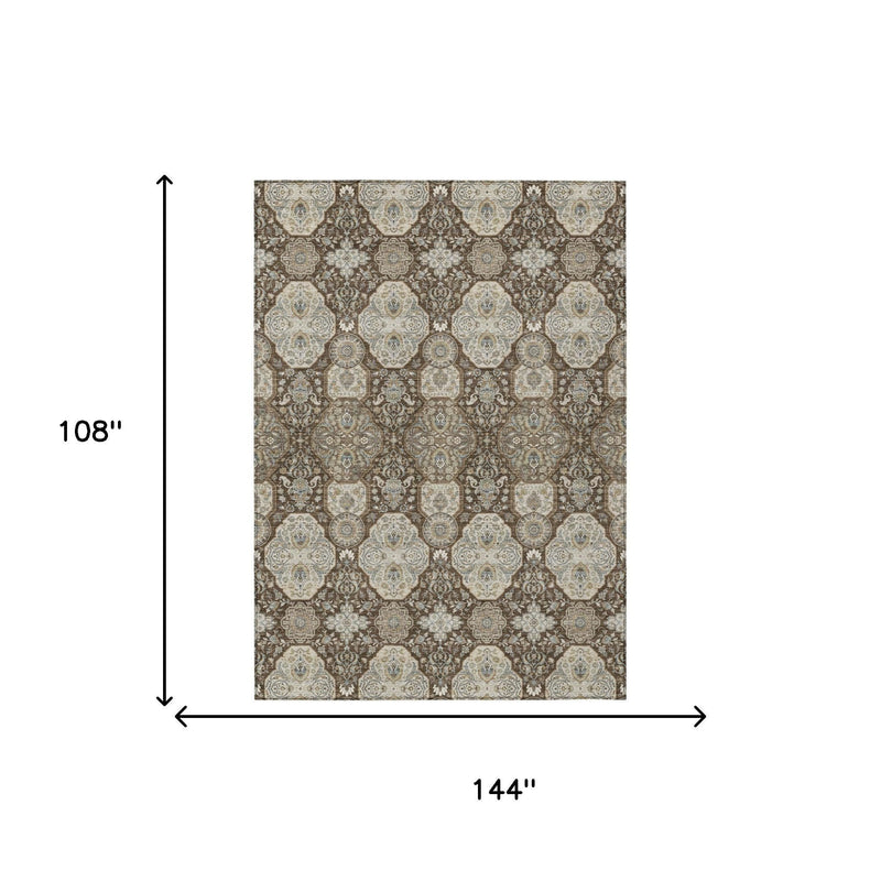 9x12 chocolate and brown floral area rug, rectangle size layout graphic
