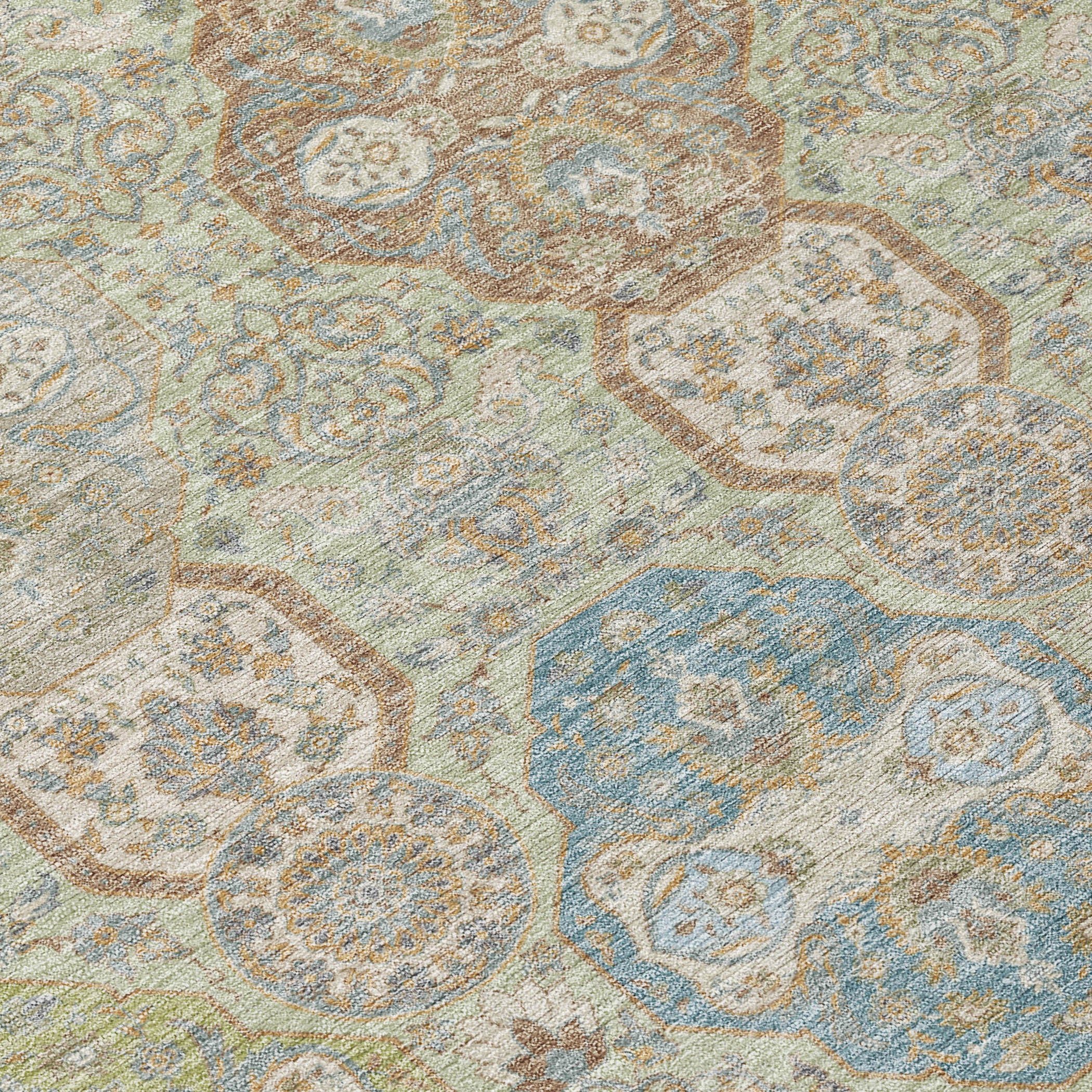 5' X 8' Sage And Green Floral Washable Indoor Outdoor Area Rug - Sports & Outdoor
