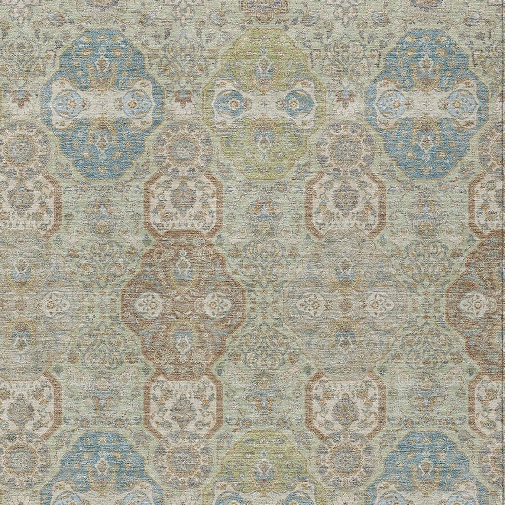 5' X 8' Sage And Green Floral Washable Indoor Outdoor Area Rug - Sports & Outdoor