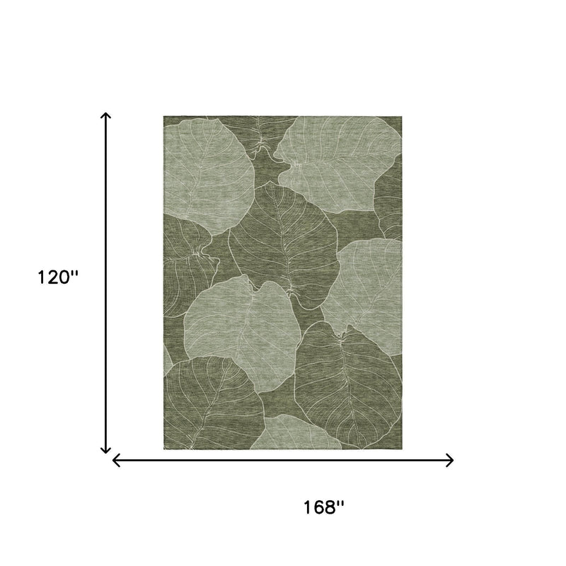 Indoor outdoor area rug size: 168 in by 120 in, floral leaf pattern