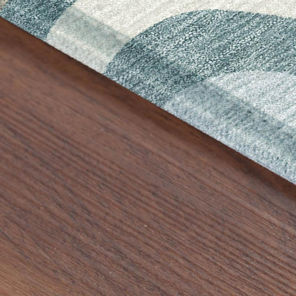 3' X 5' Teal Blue And Taupe Striped Washable Indoor Outdoor Area Rug - Sports & Outdoor