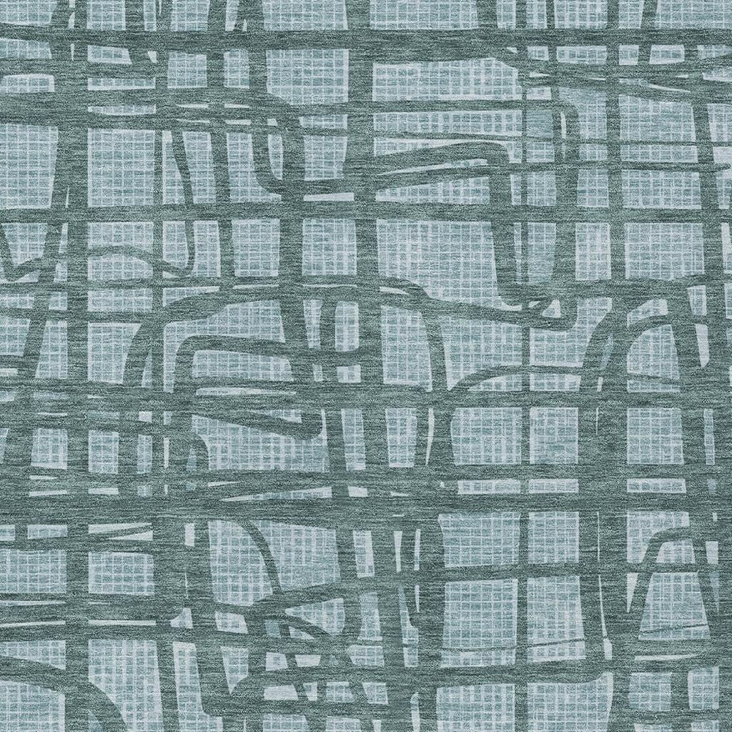 3' X 5' Teal Blue And Sky Blue Abstract Washable Indoor Outdoor Area Rug - Sports & Outdoor