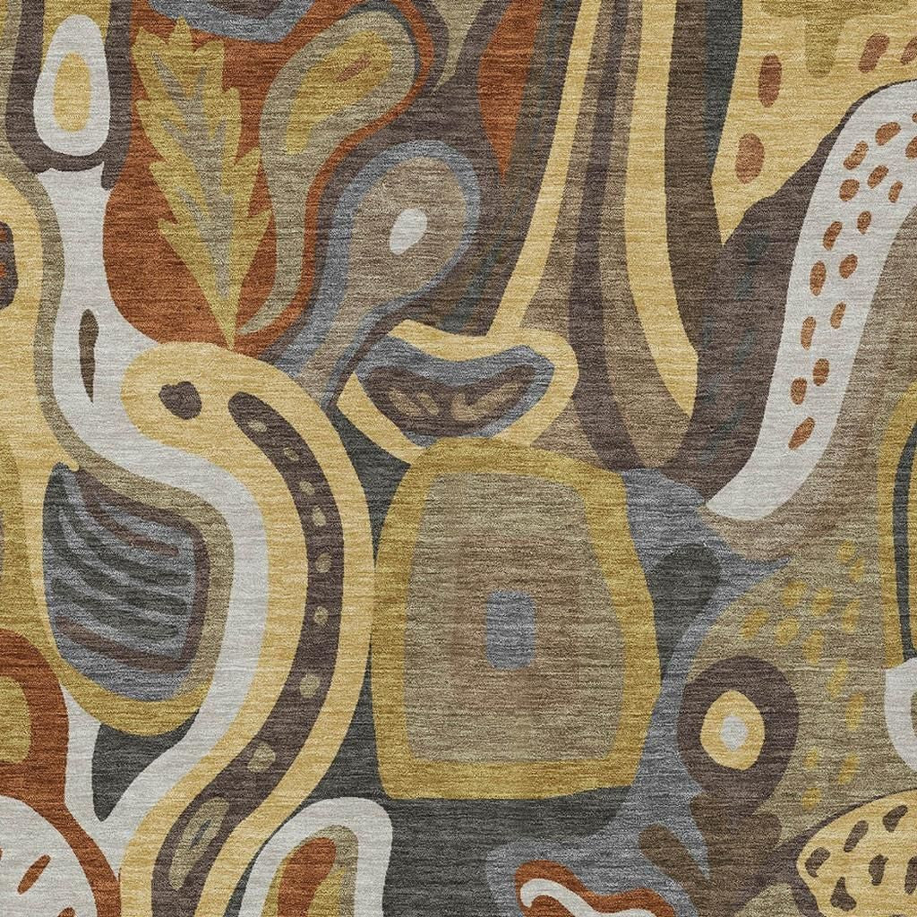 3' X 5' Coffee And Chocolate Abstract Washable Indoor Outdoor Area Rug - Sports & Outdoor