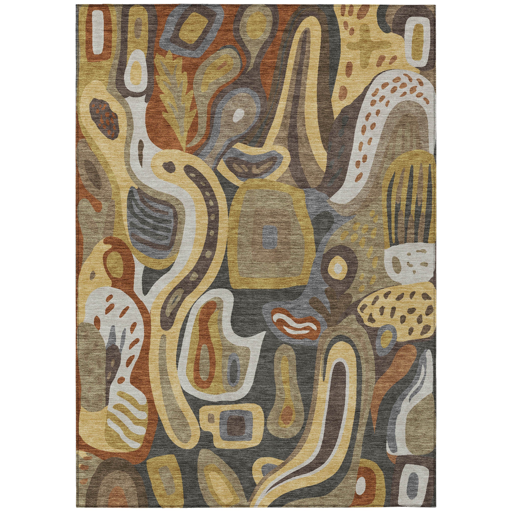 3' X 5' Coffee And Chocolate Abstract Washable Indoor Outdoor Area Rug - Sports & Outdoor