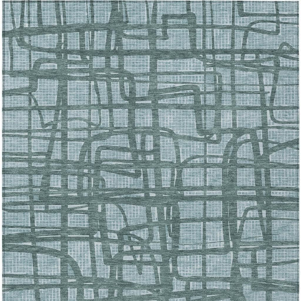 5' X 8' Teal Blue And Sky Blue Abstract Washable Indoor Outdoor Area Rug - Sports & Outdoor