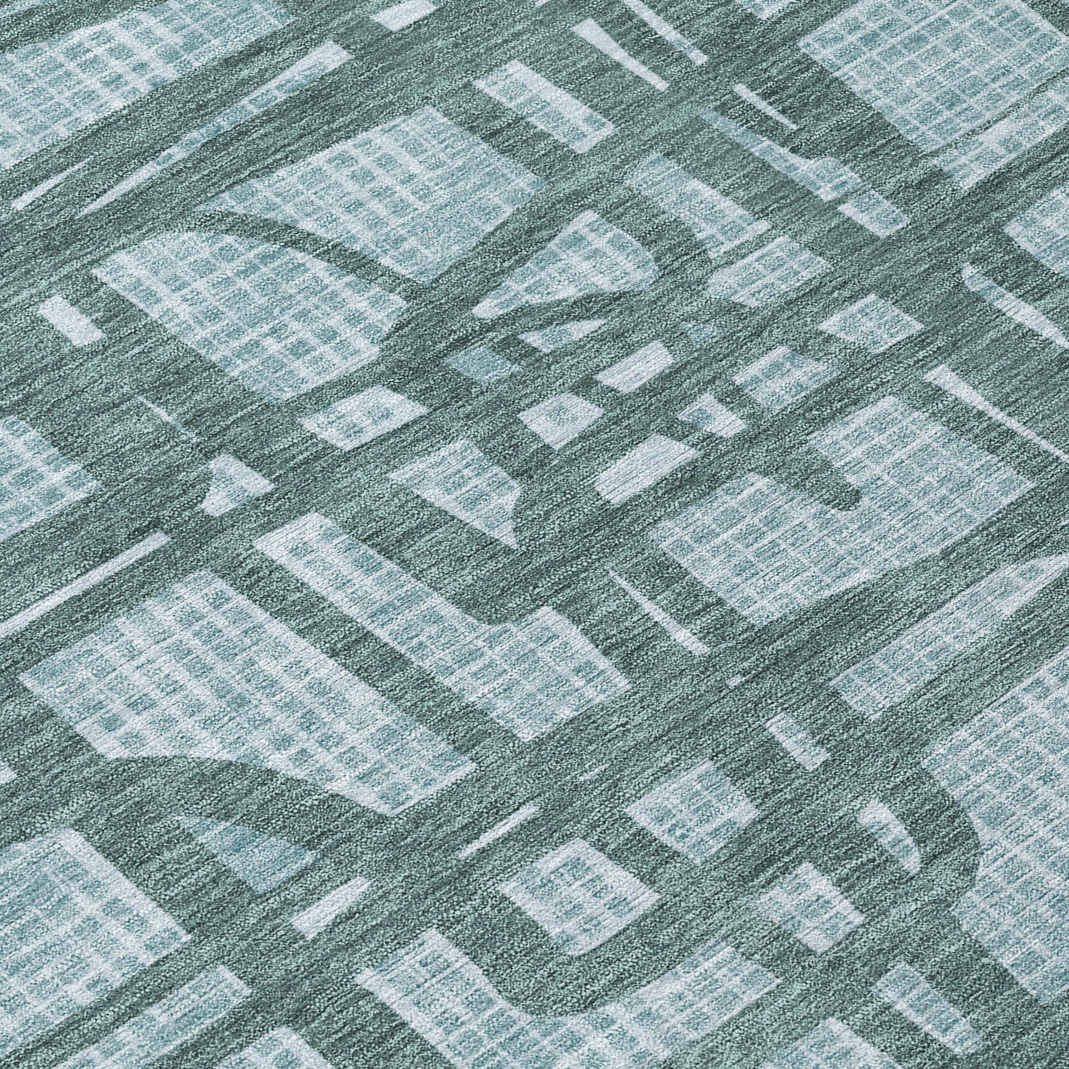 5' X 8' Teal Blue And Sky Blue Abstract Washable Indoor Outdoor Area Rug - Sports & Outdoor