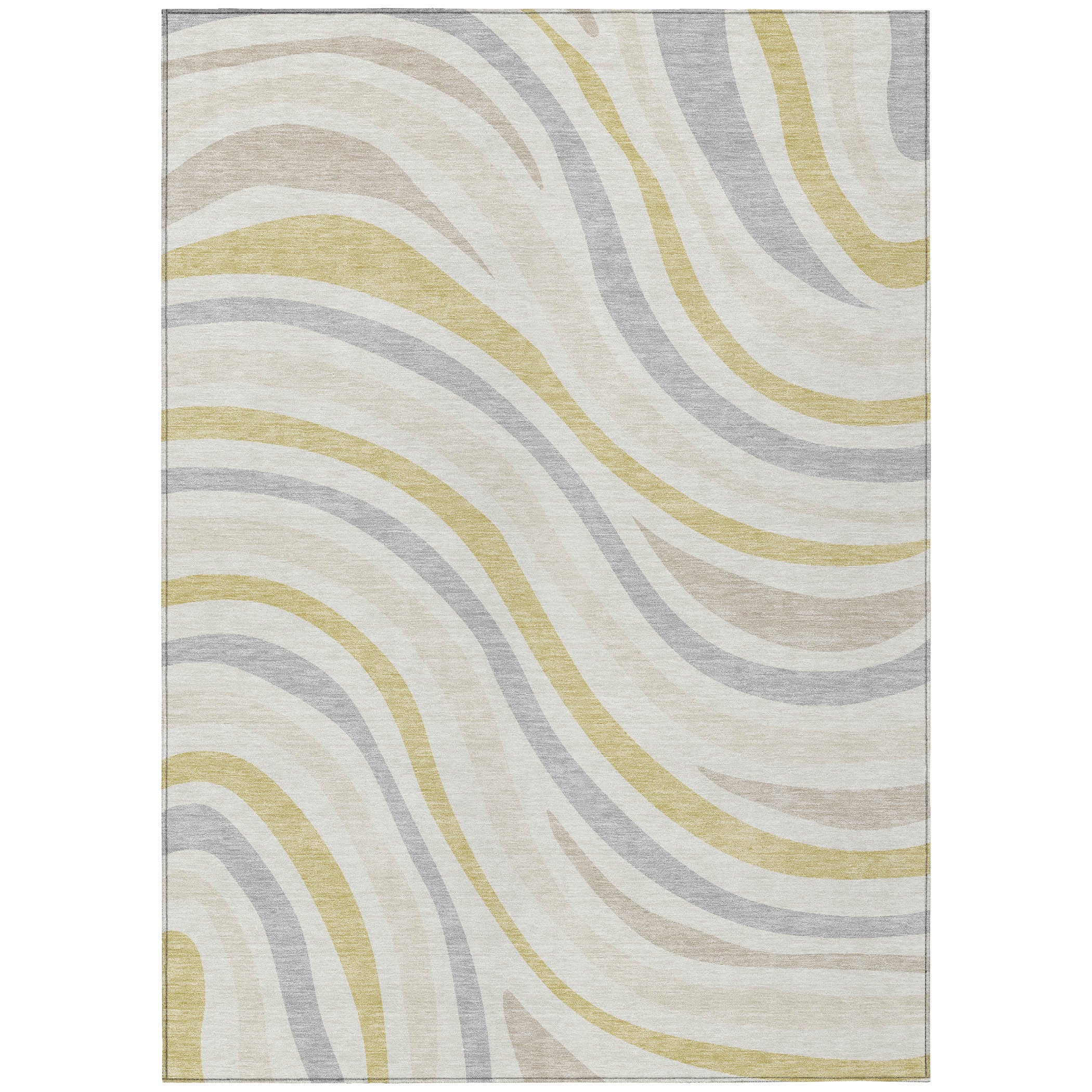 10' X 14' Ivory And Wheat Striped Washable Indoor Outdoor Area Rug - Sports & Outdoor