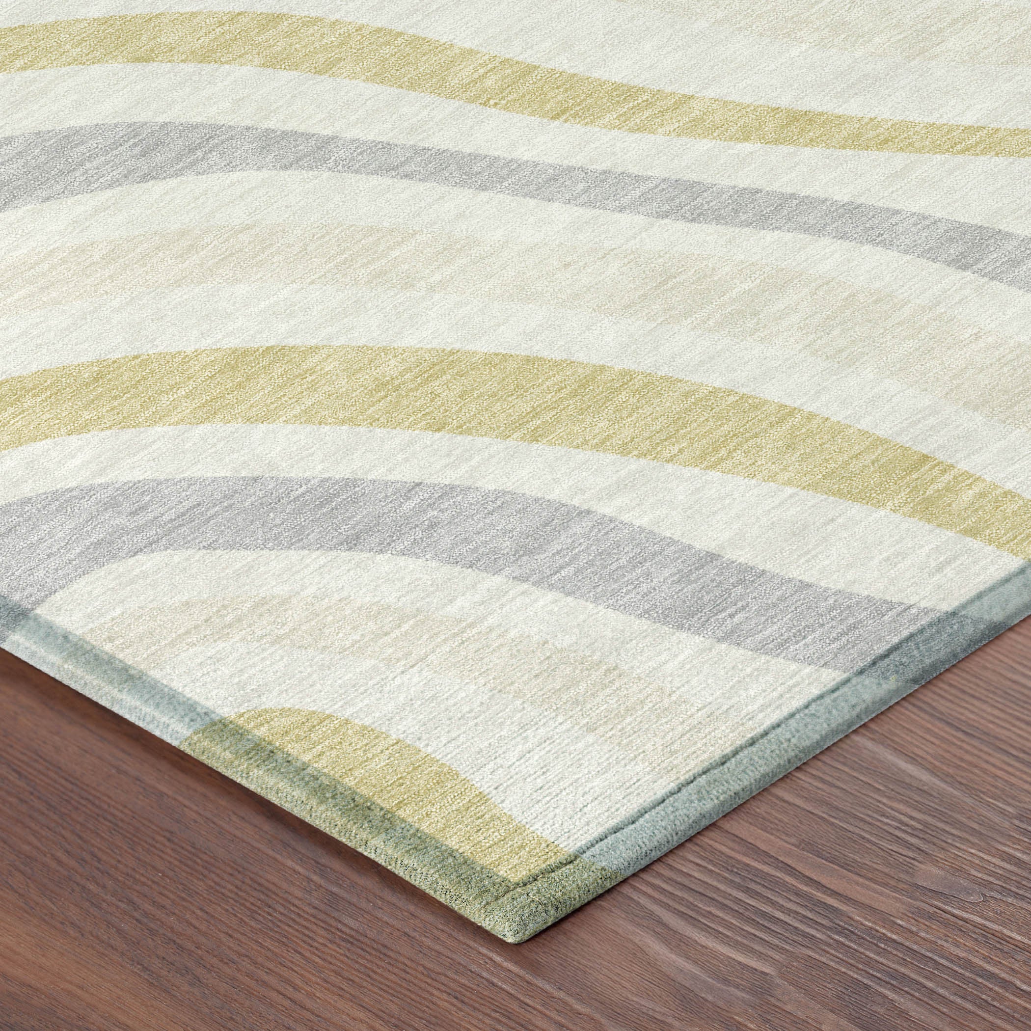 10' X 14' Ivory And Wheat Striped Washable Indoor Outdoor Area Rug - Sports & Outdoor