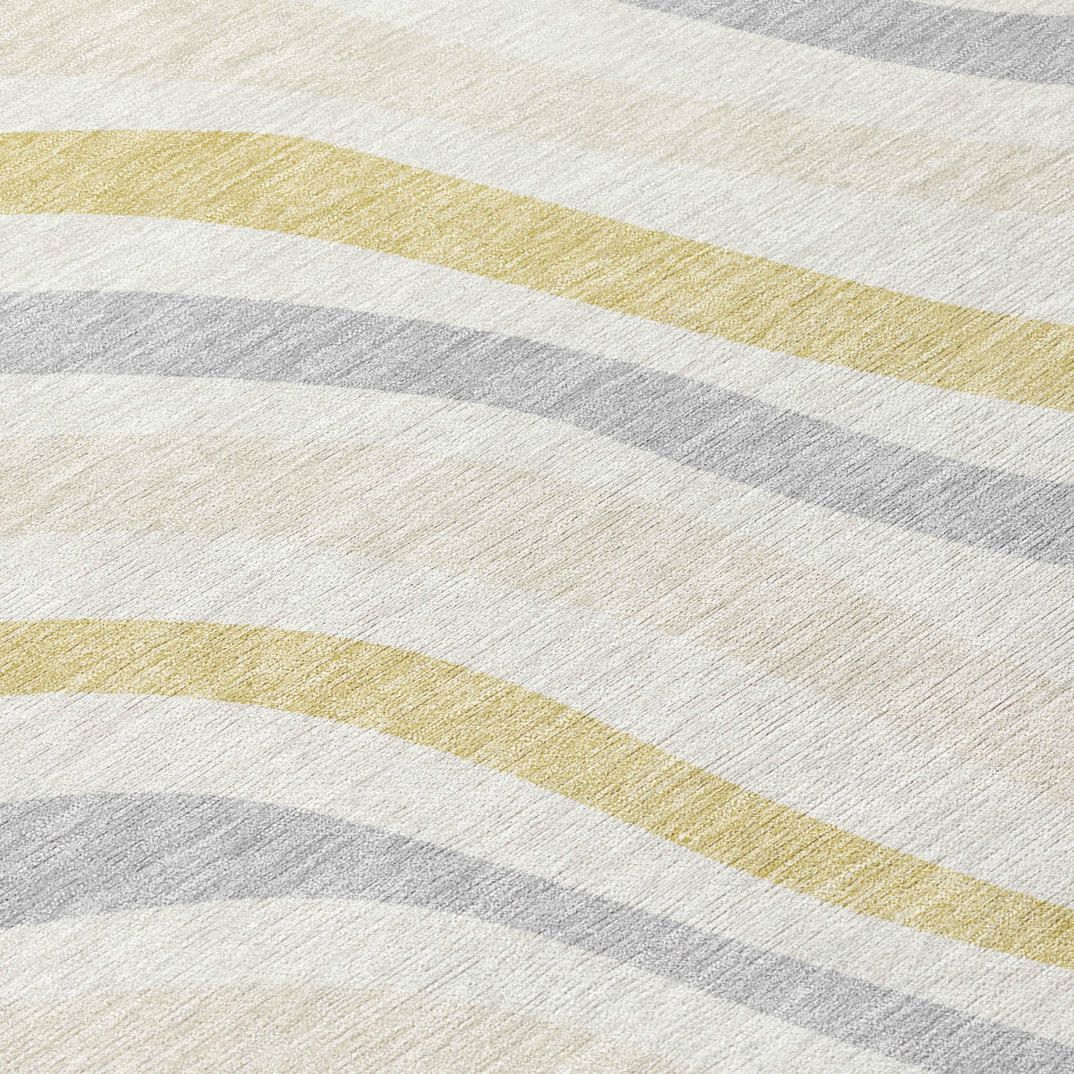 10' X 14' Ivory And Wheat Striped Washable Indoor Outdoor Area Rug - Sports & Outdoor