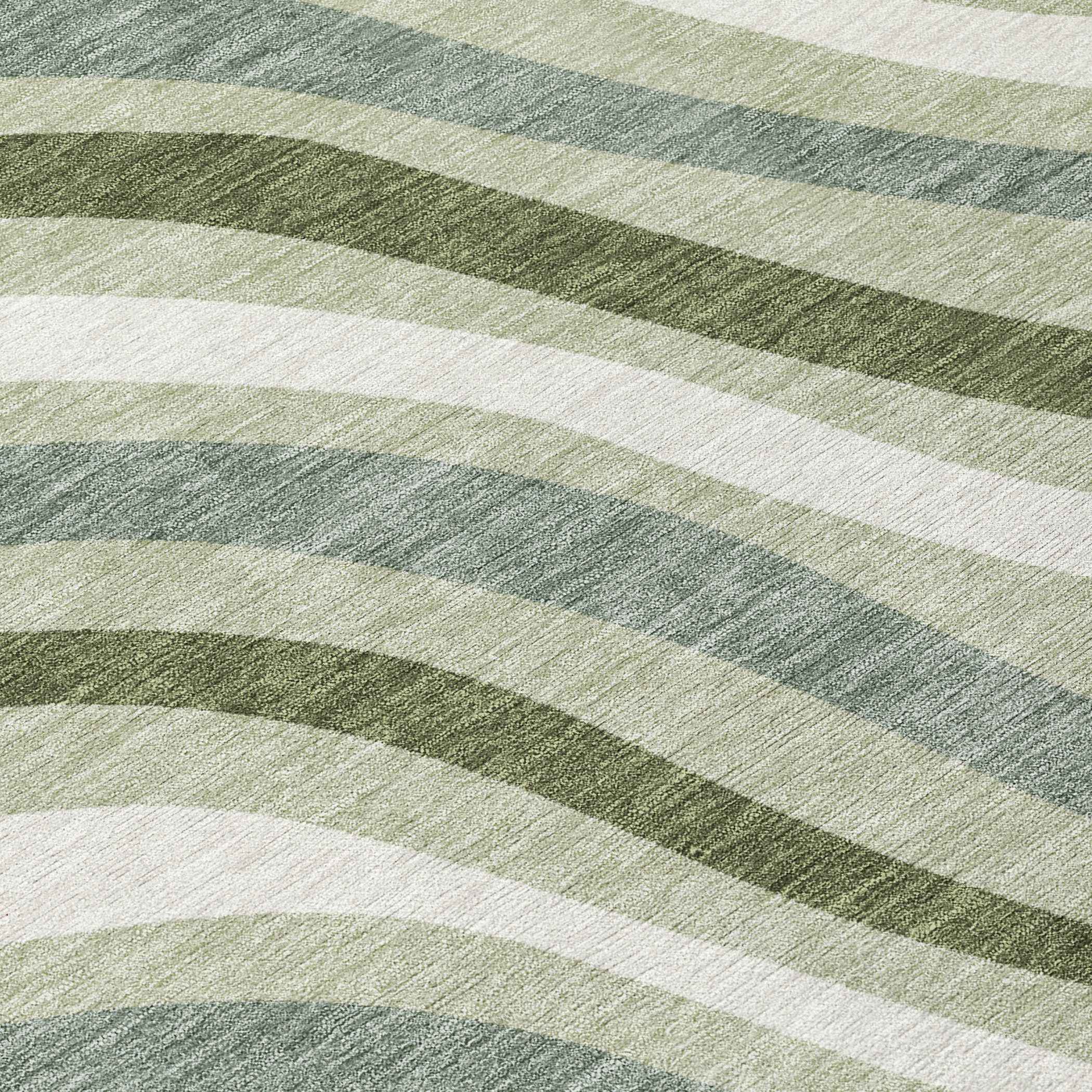 3' X 5' Sage And Green Striped Washable Indoor Outdoor Area Rug - Outdoor | blocked-missing-media, blocked-out-of-stock,…
