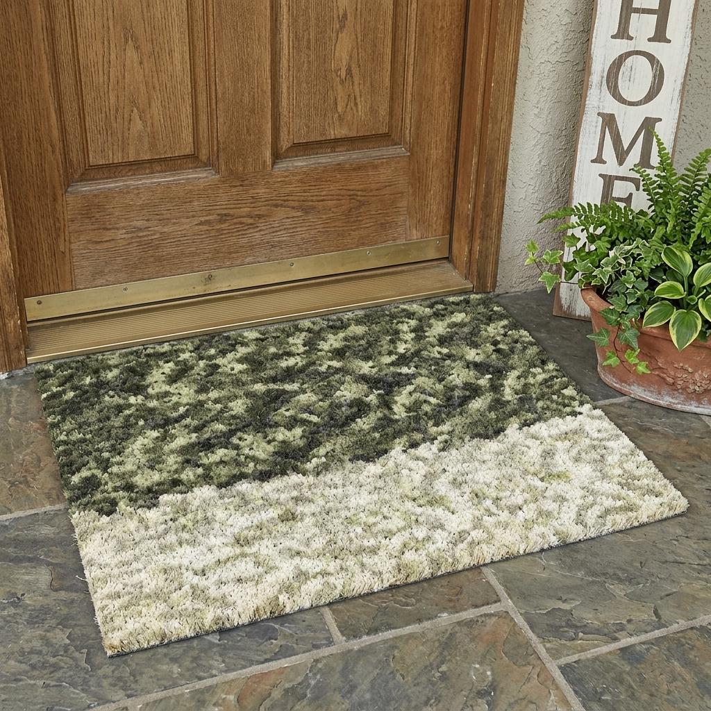 3' X 5' Sage And Green Striped Washable Indoor Outdoor Area Rug - Outdoor | blocked-missing-media, blocked-out-of-stock,…