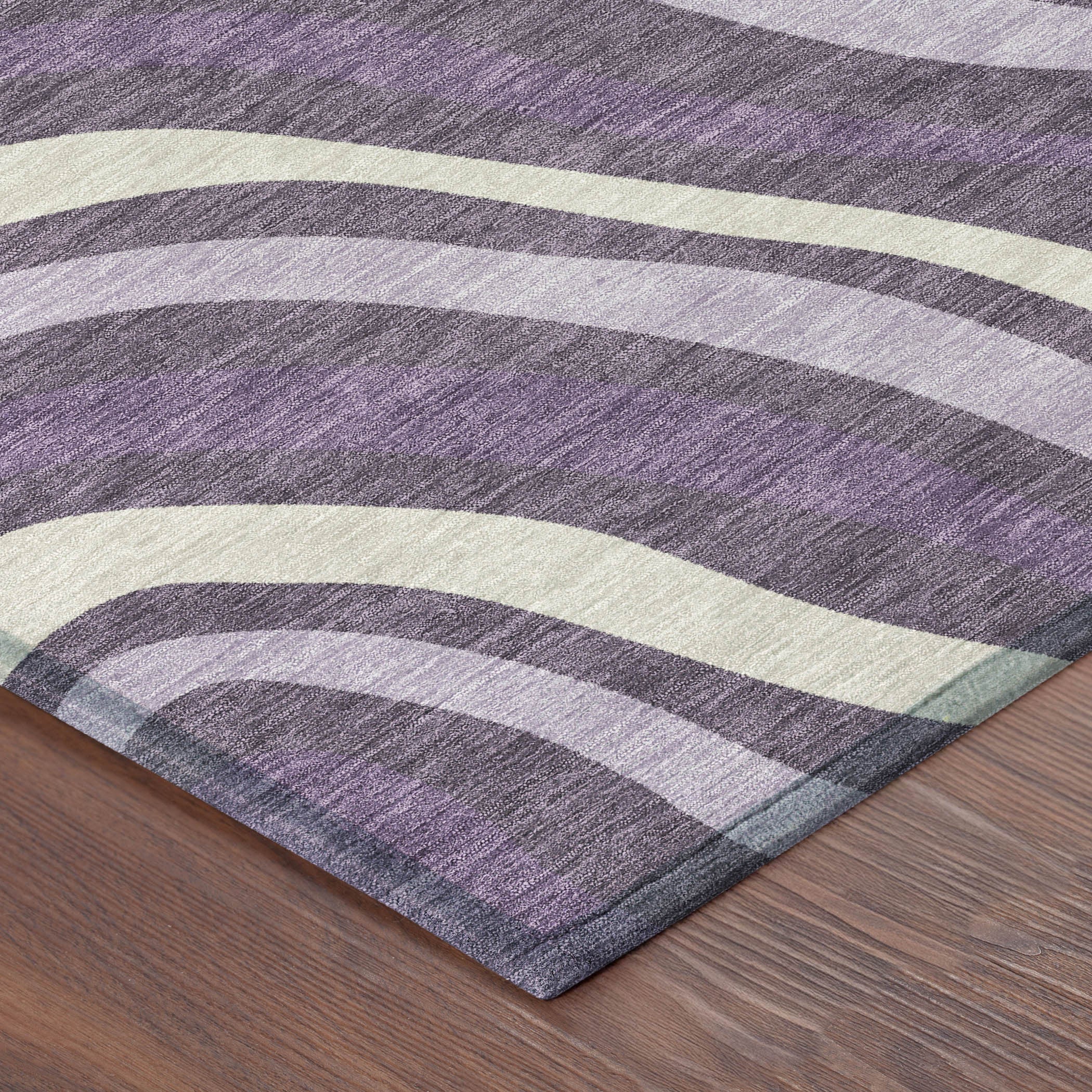3' X 5' Plum And Purple Striped Washable Indoor Outdoor Area Rug - Sports & Outdoor