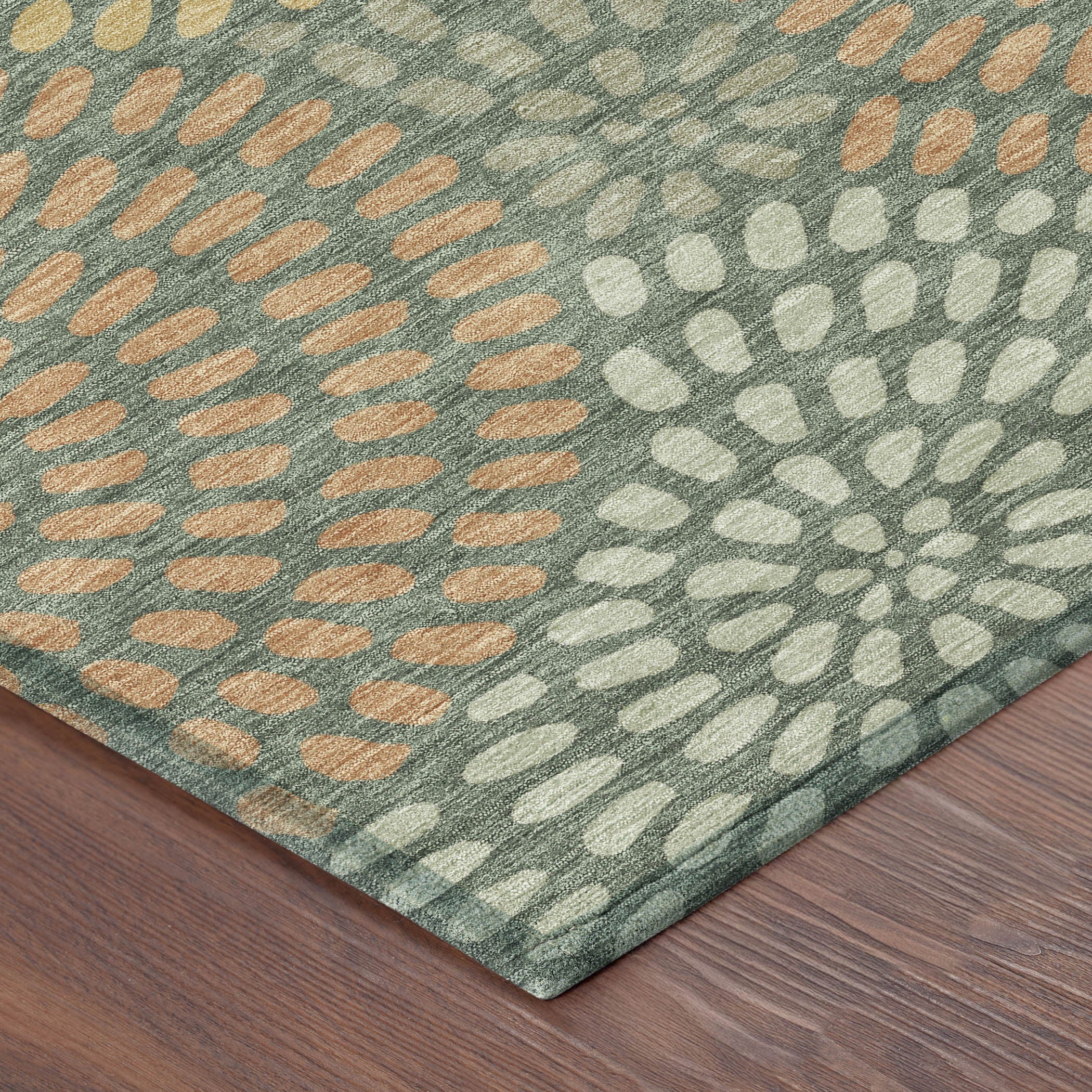 3' X 5' Green And Copper Geometric Washable Indoor Outdoor Area Rug - Sports & Outdoor