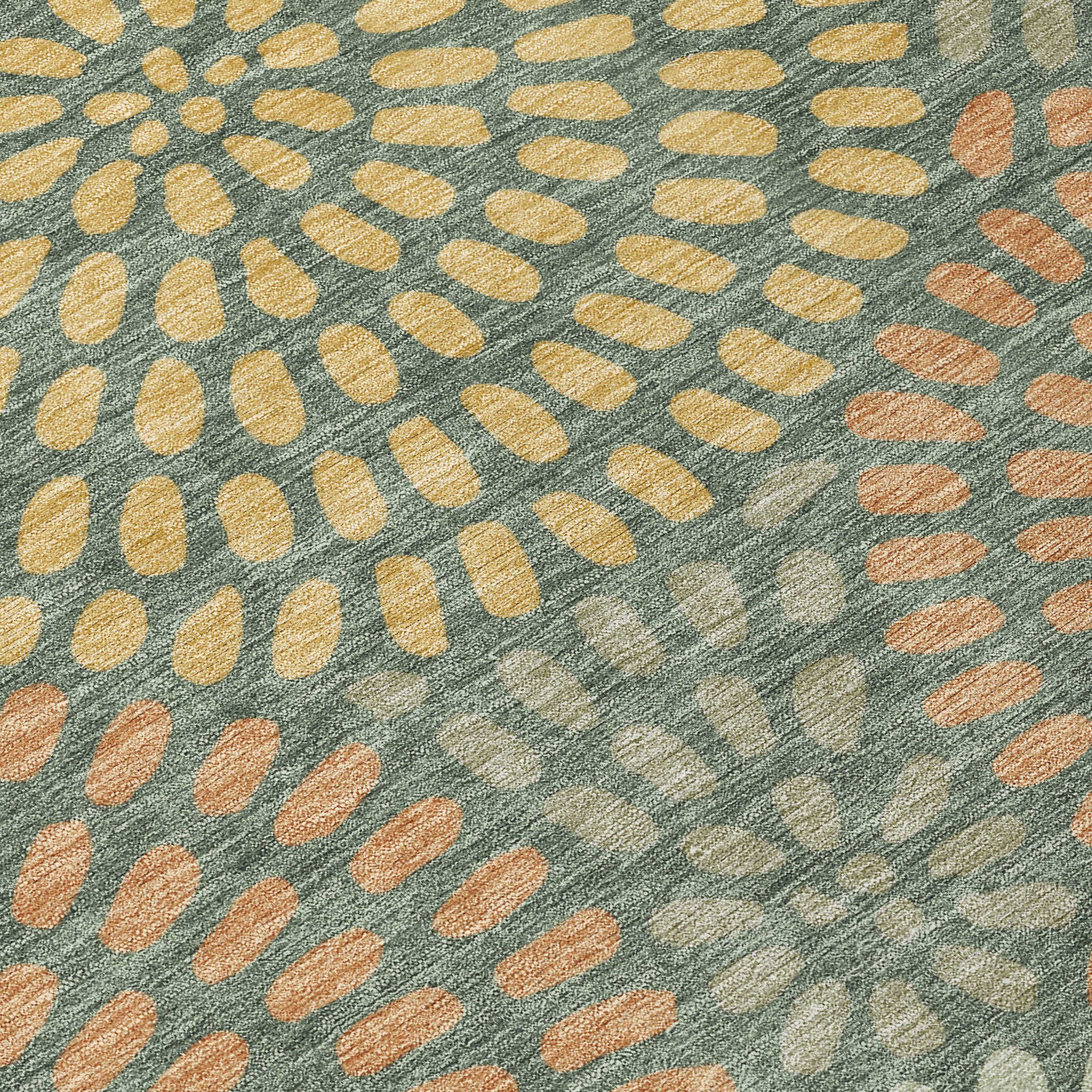 3' X 5' Green And Copper Geometric Washable Indoor Outdoor Area Rug - Sports & Outdoor