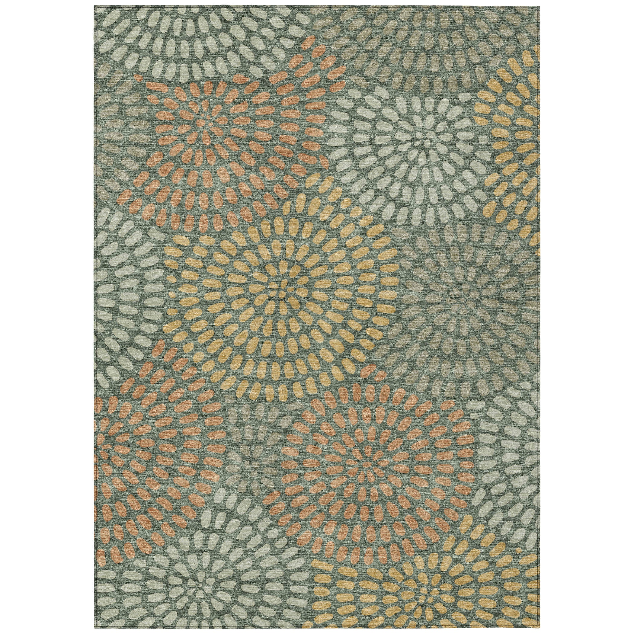 3' X 5' Green And Copper Geometric Washable Indoor Outdoor Area Rug - Sports & Outdoor