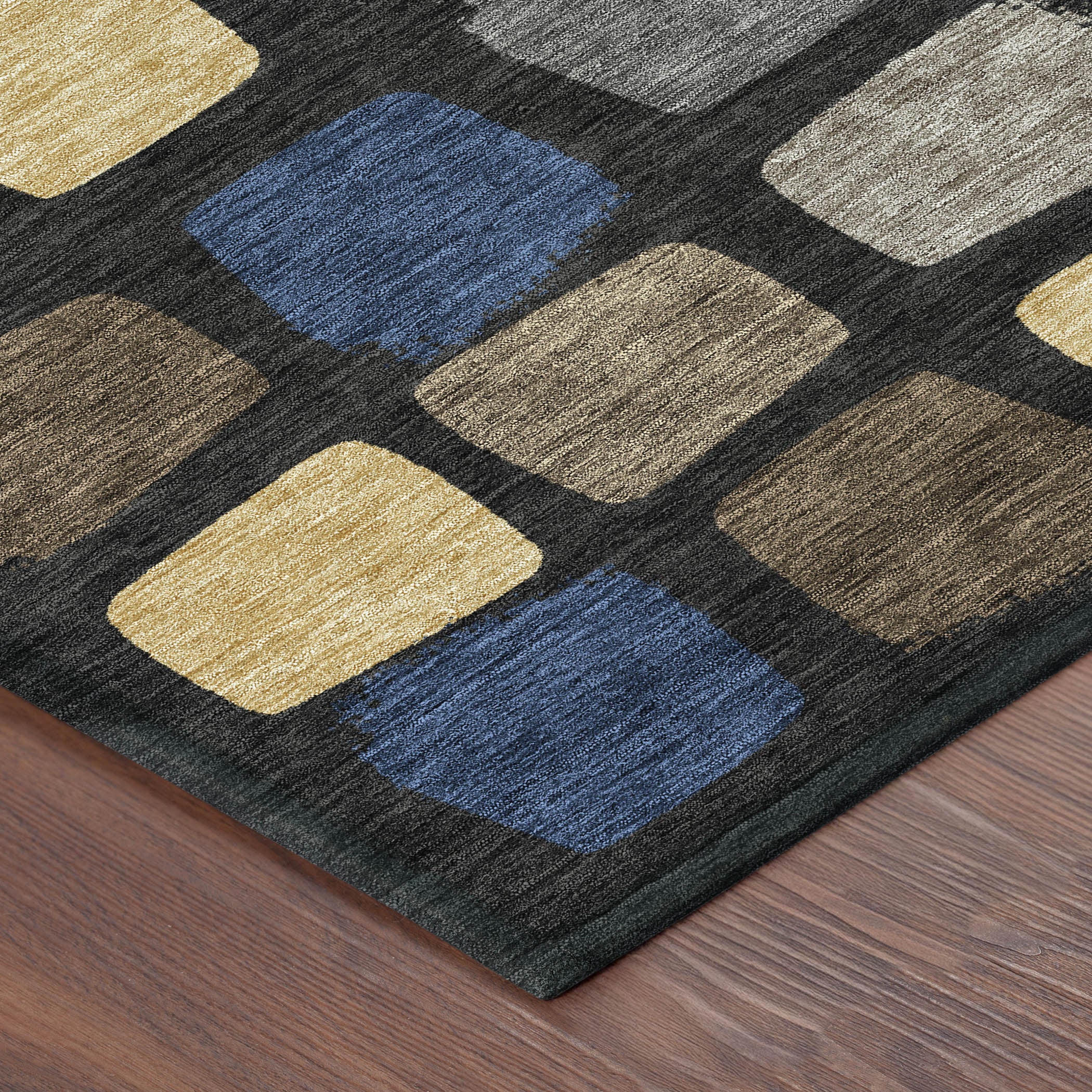 3' X 5' Black And Charcoal Geometric Washable Indoor Outdoor Area Rug - Sports & Outdoor