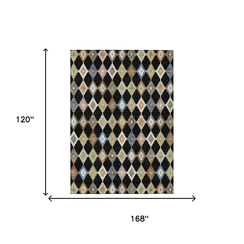 Aztec diamond area rug size shown: 168 in x 120 in.