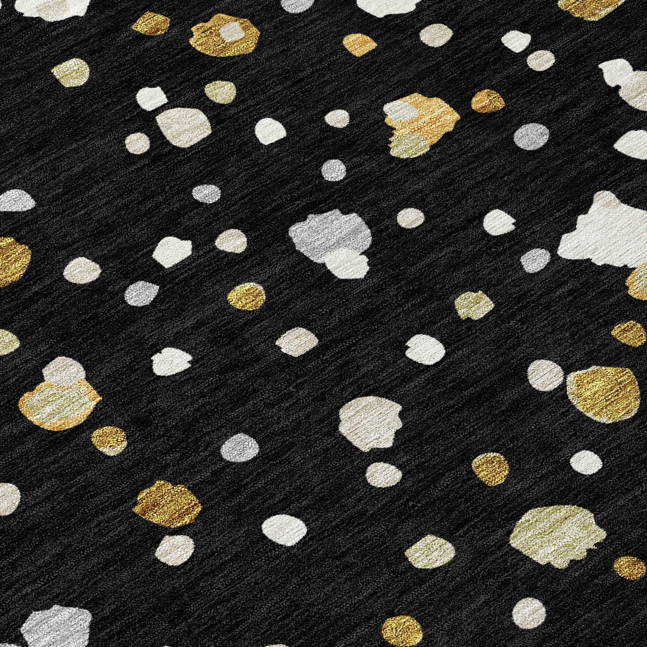 8' Black And Gold Round Geometric Washable Indoor Outdoor Area Rug - Sports & Outdoor