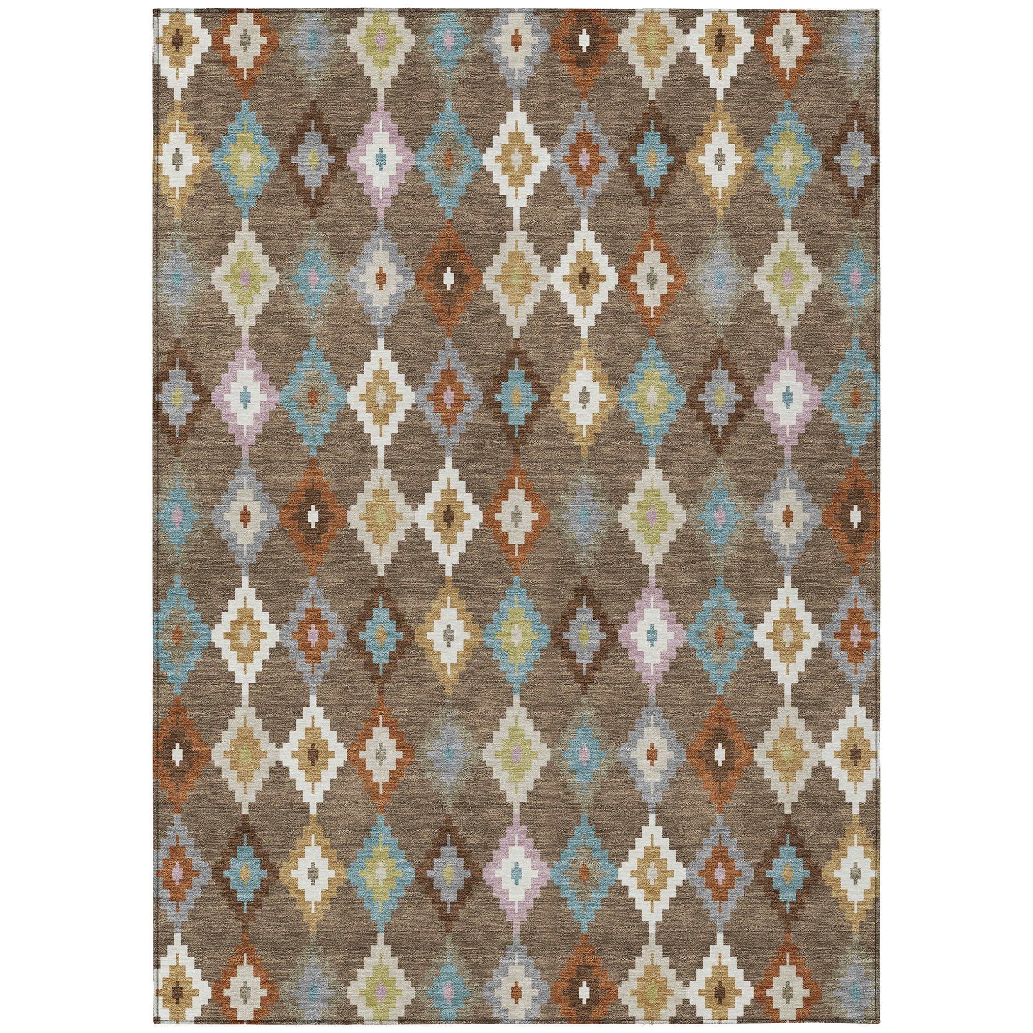 3' X 5' Chocolate And Teal Blue Aztec Washable Indoor Outdoor Area Rug - Sports & Outdoor