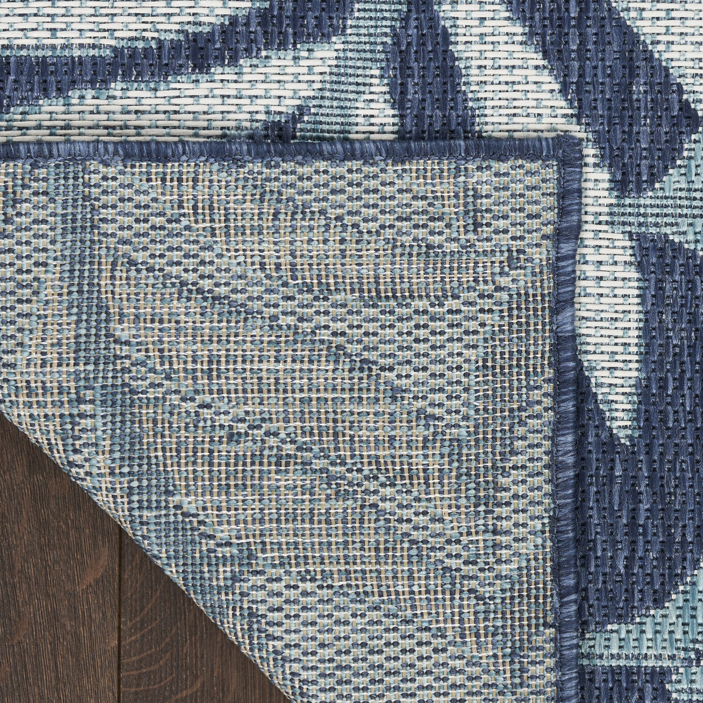 6' X 9' Navy Blue And Ivory Palm Leaf Indoor Outdoor Area Rug - Sports & Outdoor