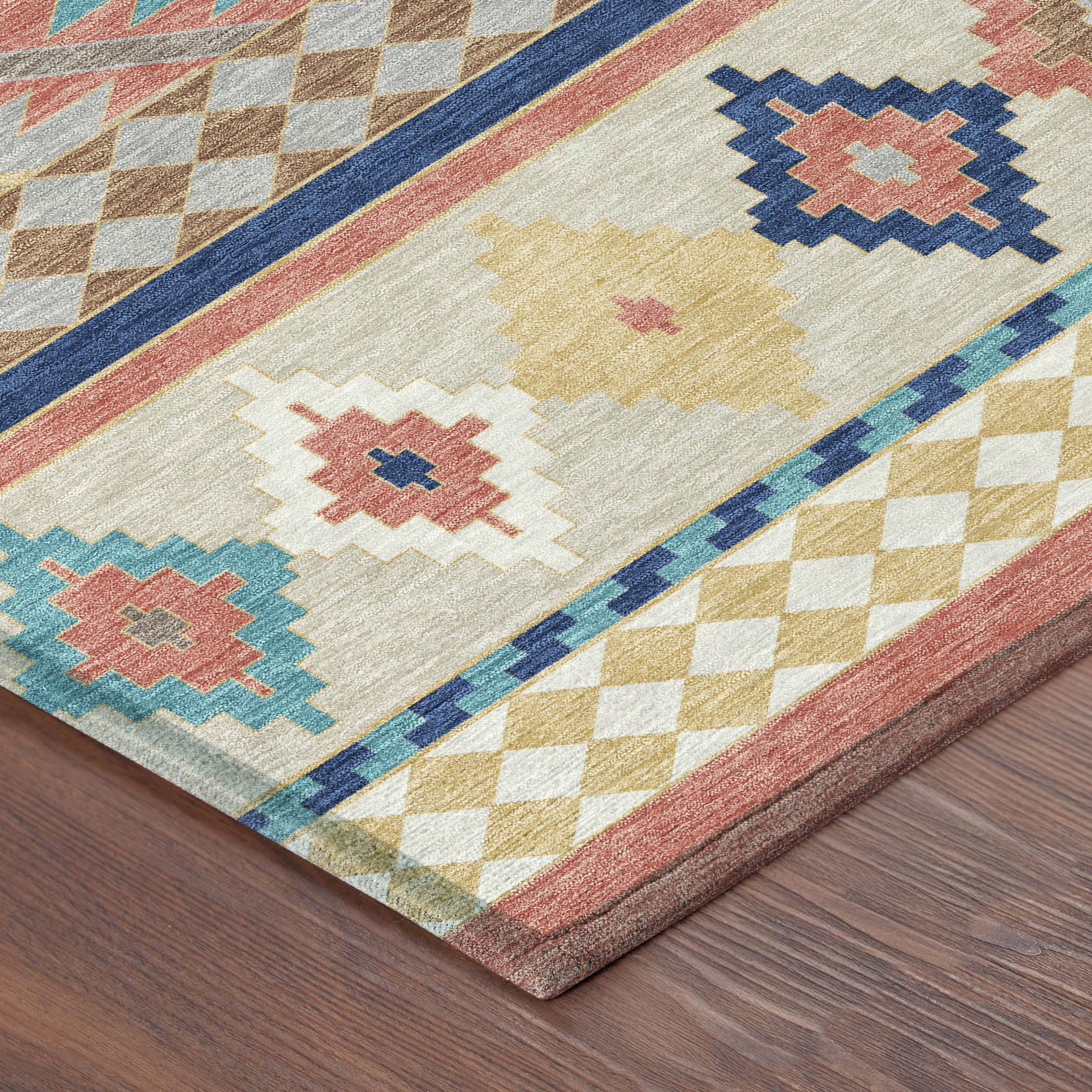 5' X 8' Coral And Beige Southwestern Washable Indoor Outdoor Area Rug - Sports & Outdoor