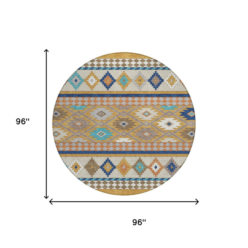 Round area rug size diagram showing 96" diameter measurement