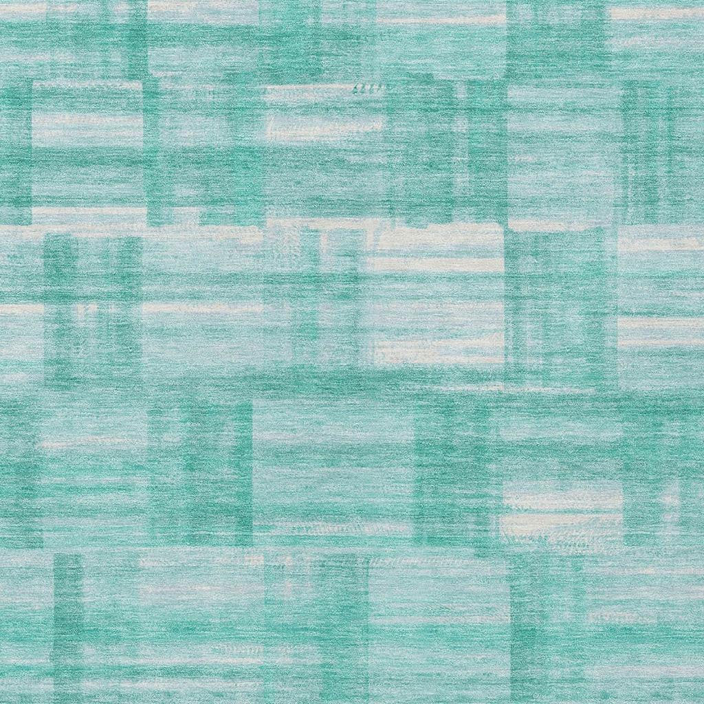 5' X 8' Teal Blue And Aqua Striped Washable Indoor Outdoor Area Rug - Sports & Outdoor