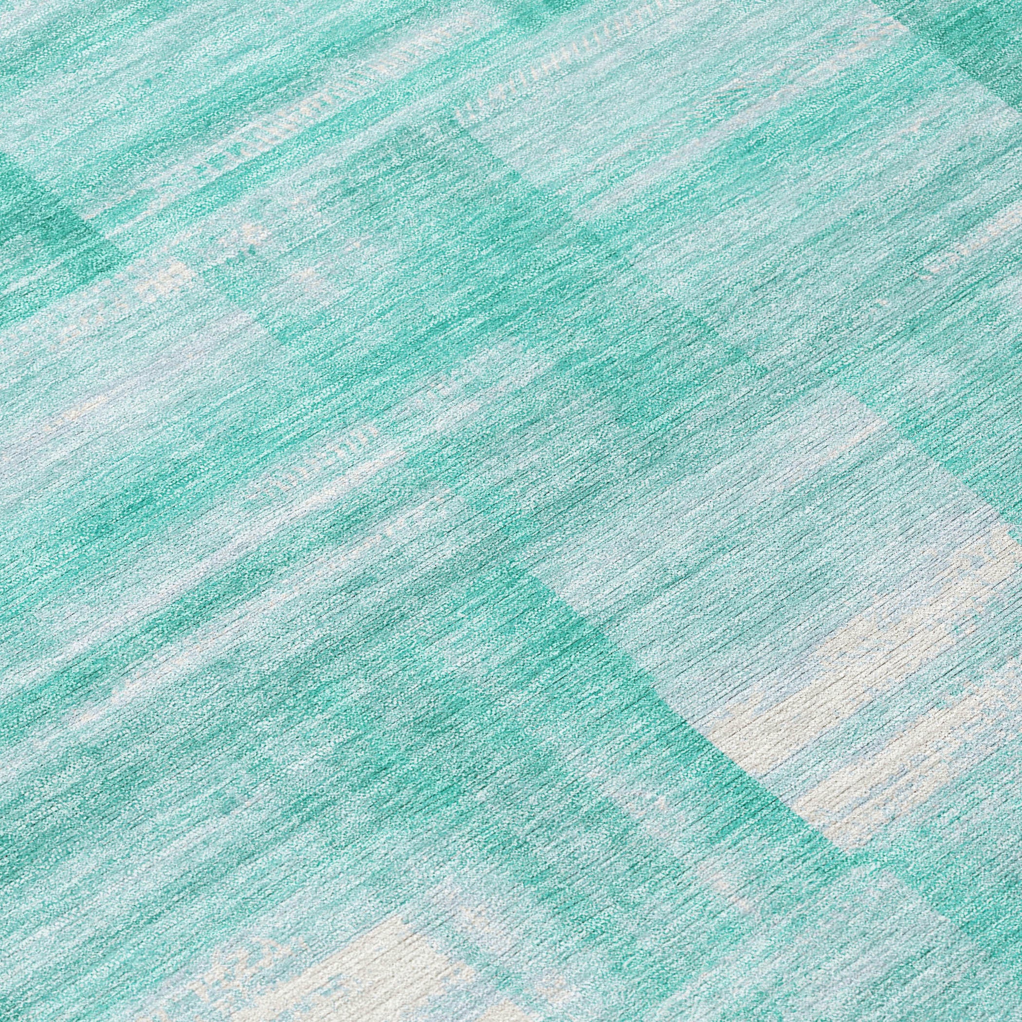 5' X 8' Teal Blue And Aqua Striped Washable Indoor Outdoor Area Rug - Sports & Outdoor