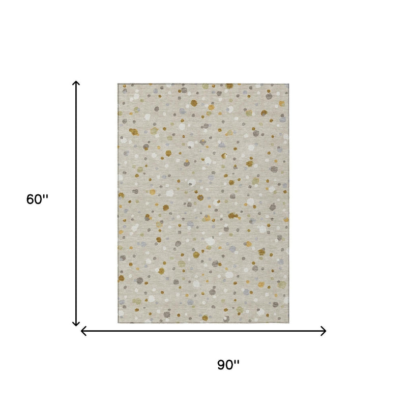 Geometric area rug size chart showing 5 ft x 8 ft dimensions