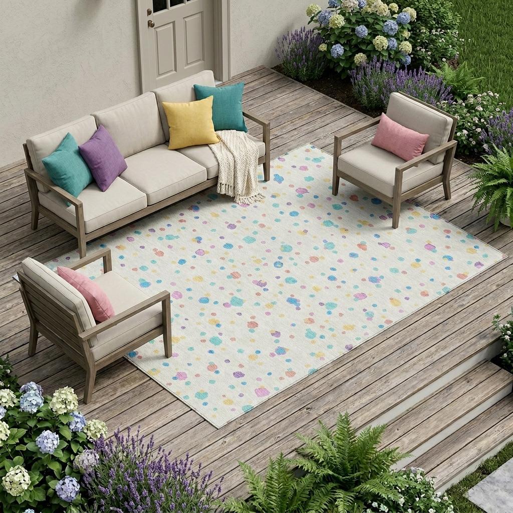 10' X 14' Ivory And Teal Blue Geometric Washable Indoor Outdoor Area Rug - Sports & Outdoor