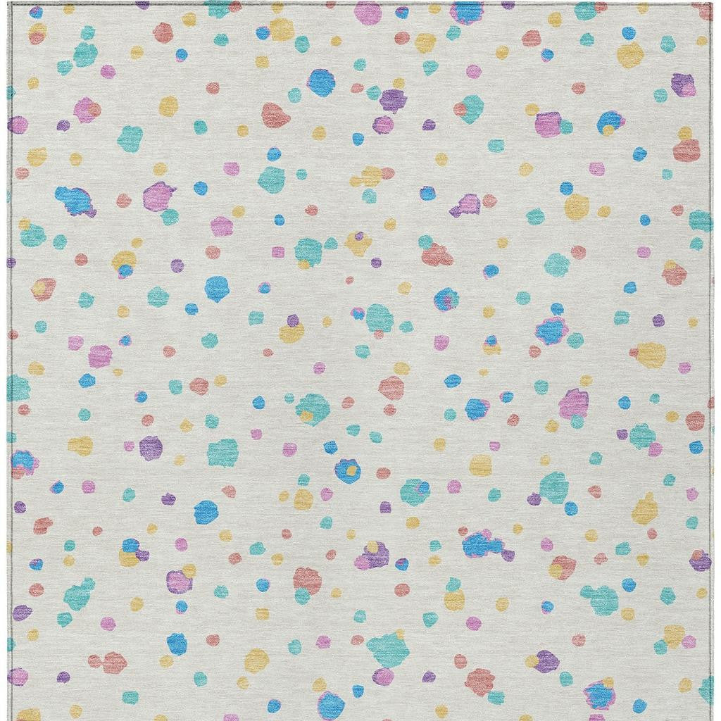 10' X 14' Ivory And Teal Blue Geometric Washable Indoor Outdoor Area Rug - Sports & Outdoor