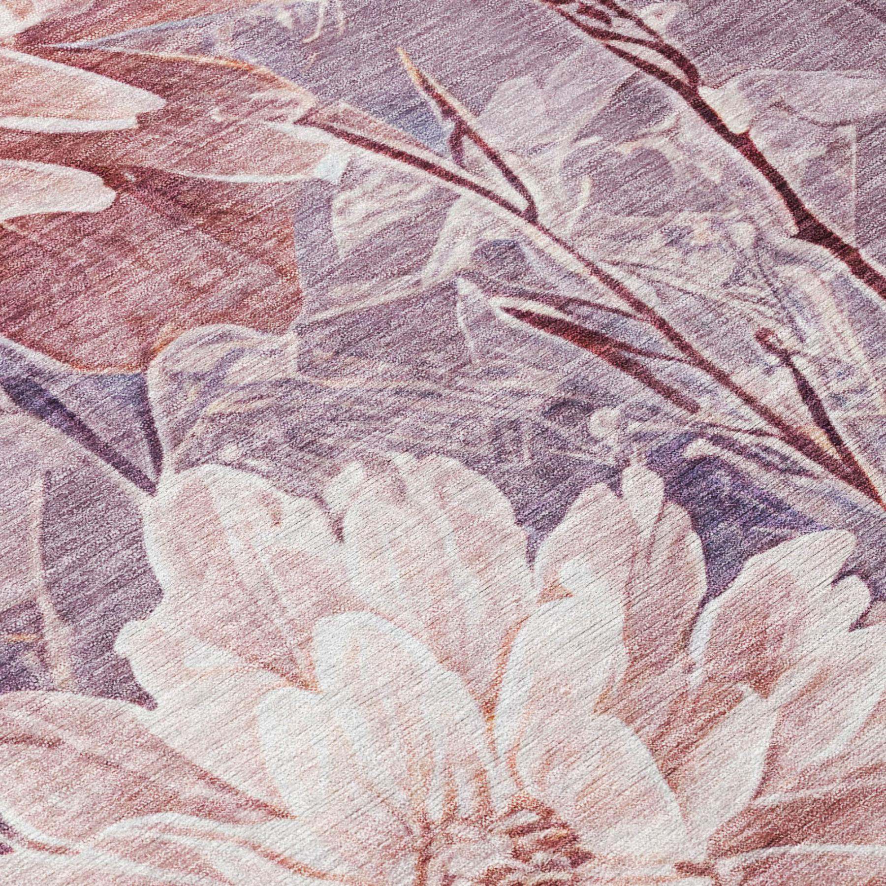 5' X 8' Plum And Purple Floral Washable Indoor Outdoor Area Rug - Sports & Outdoor