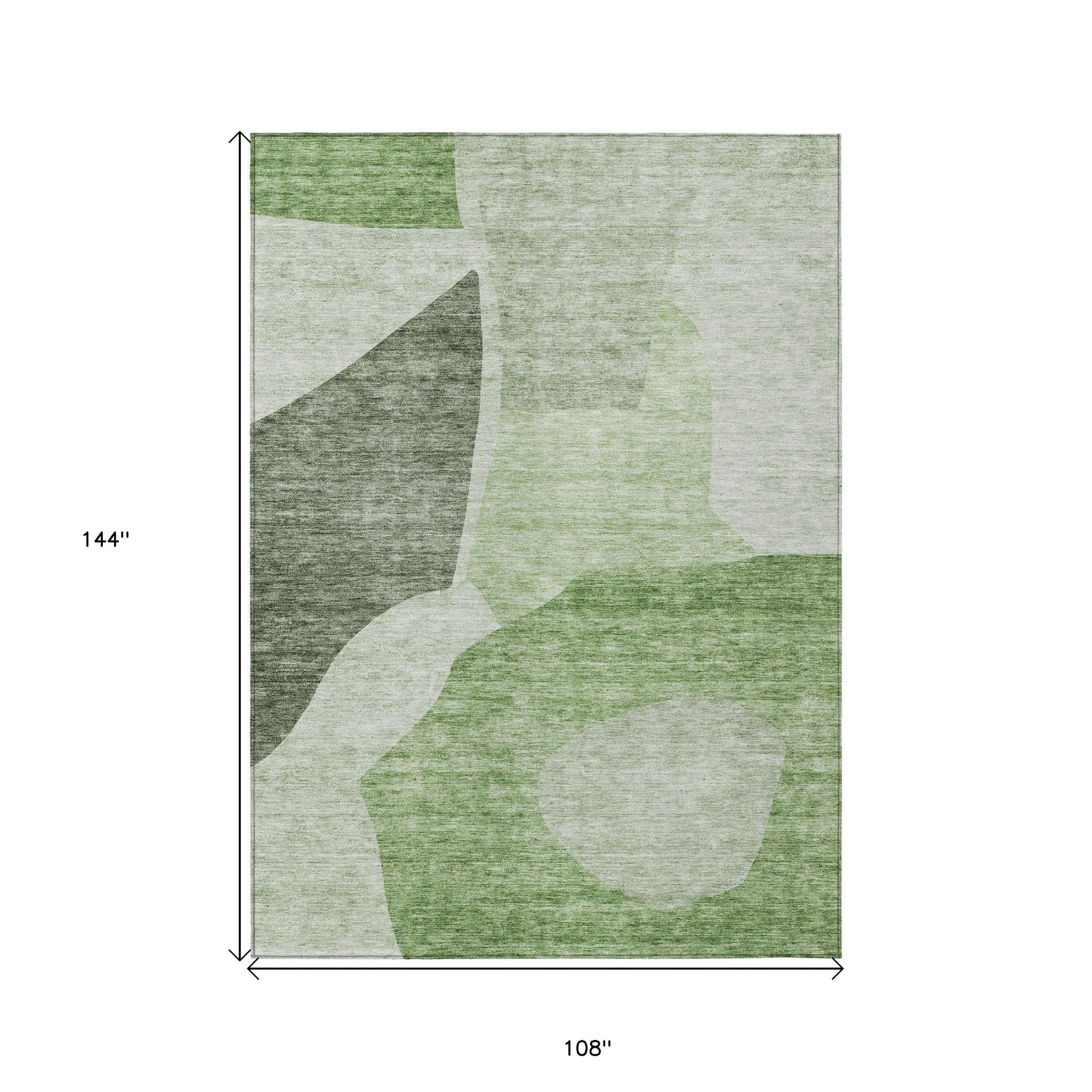 9' X 12' Olive Green And Fern Green Abstract Washable Indoor Outdoor Area Rug - Outdoor