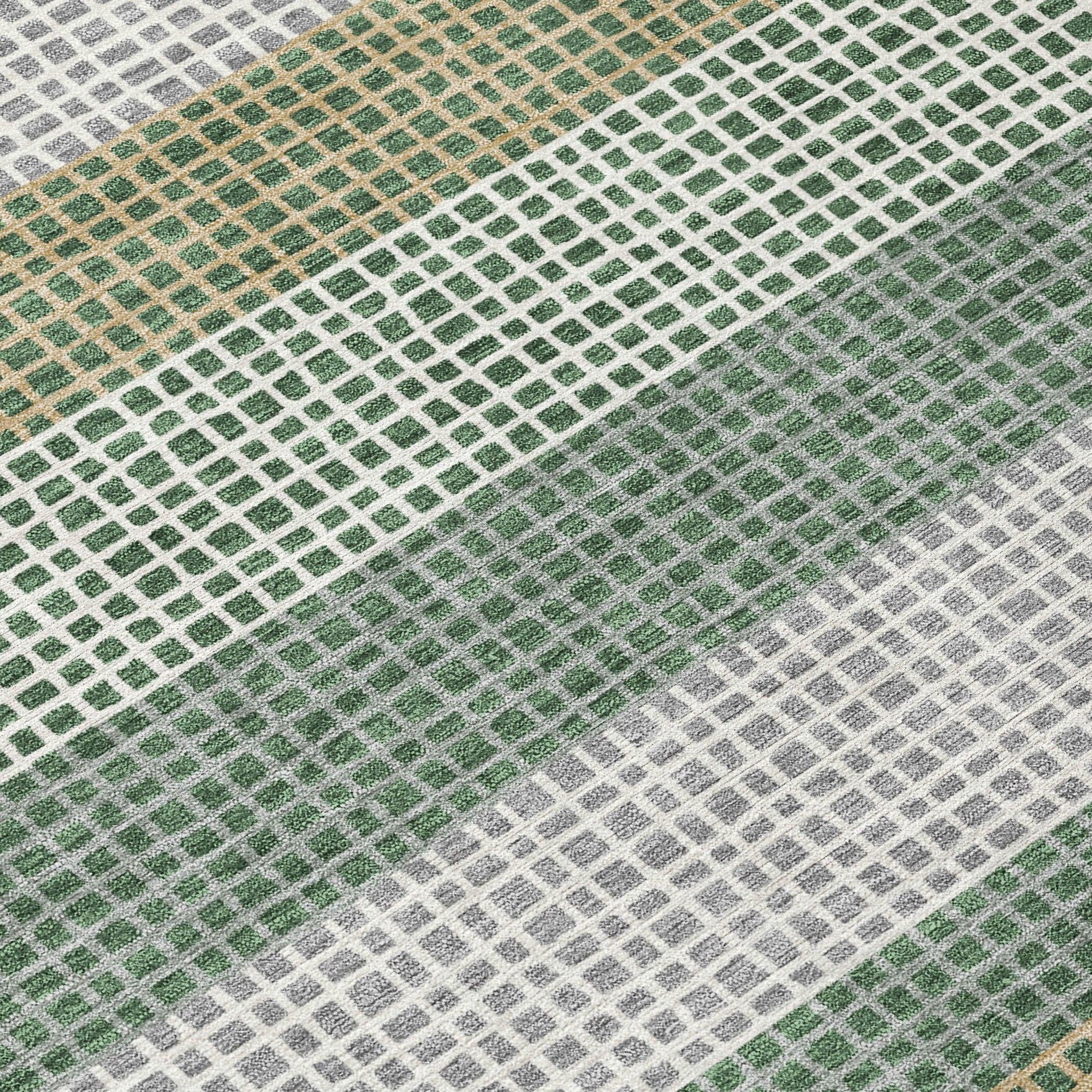 3' X 5' Green And Ivory Striped Washable Indoor Outdoor Area Rug - Outdoor | blocked-out-of-stock, Outdoor, sync-blocked