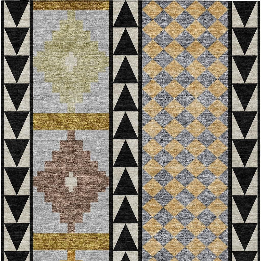 10' X 14' Black And Beige Southwestern Washable Indoor Outdoor Area Rug - Sports & Outdoor