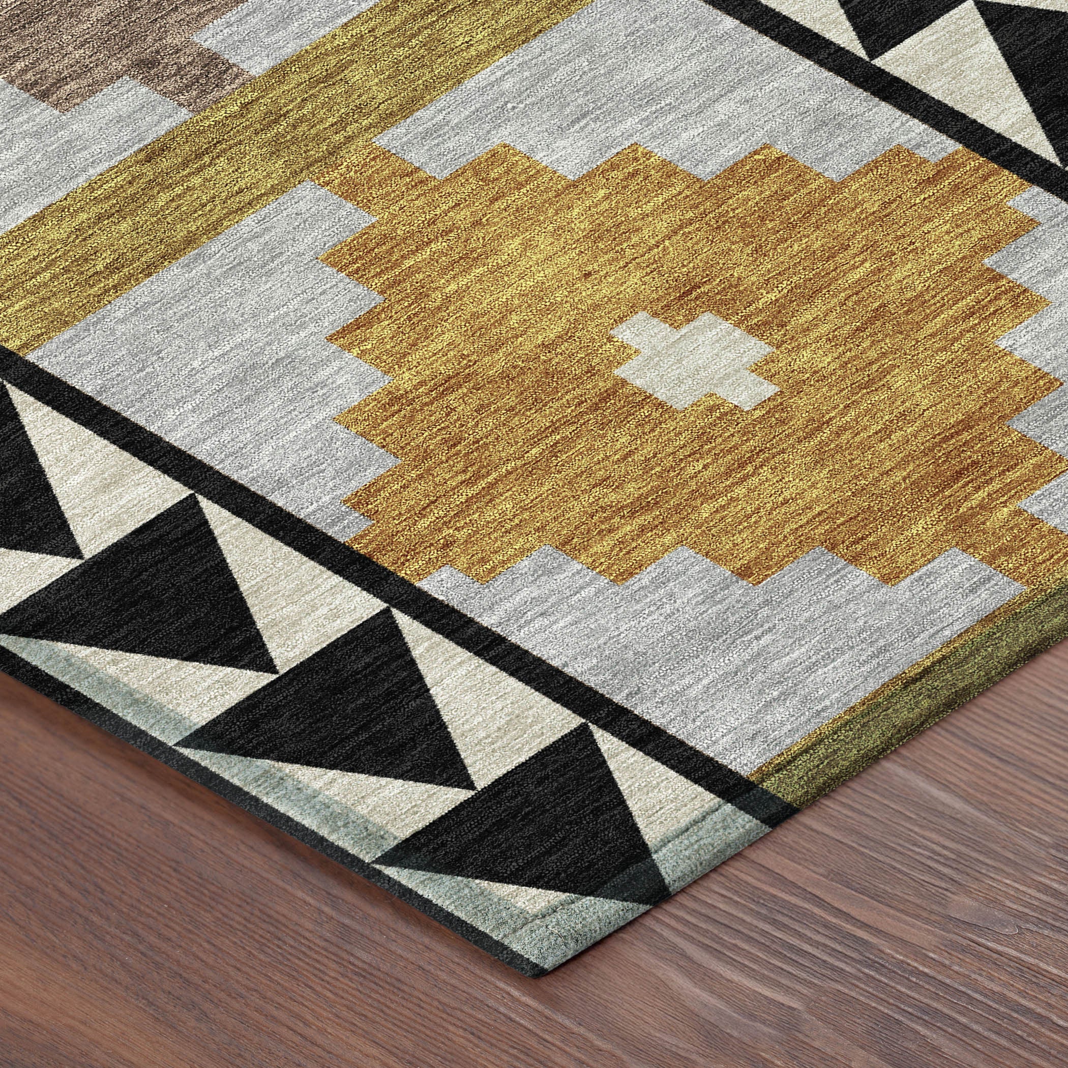 10' X 14' Black And Beige Southwestern Washable Indoor Outdoor Area Rug - Sports & Outdoor