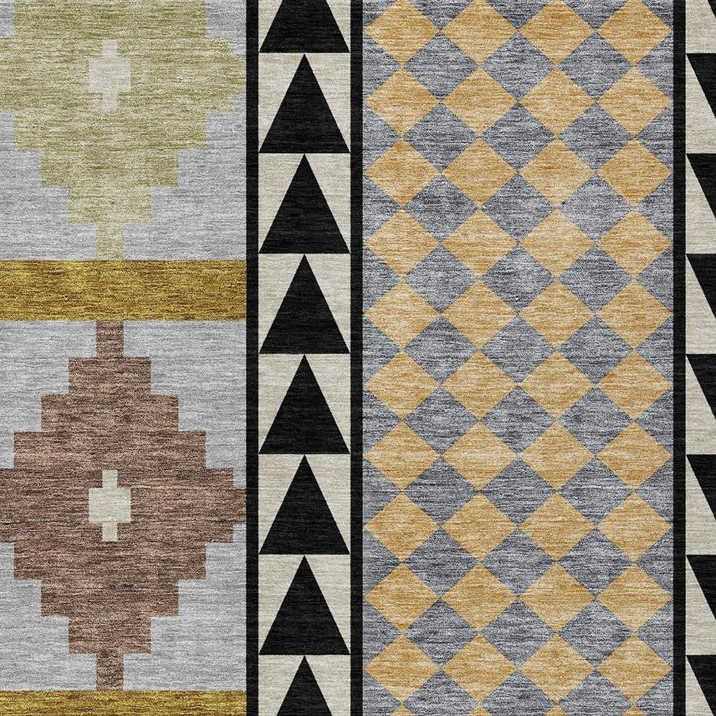 10' X 14' Black And Beige Southwestern Washable Indoor Outdoor Area Rug - Sports & Outdoor