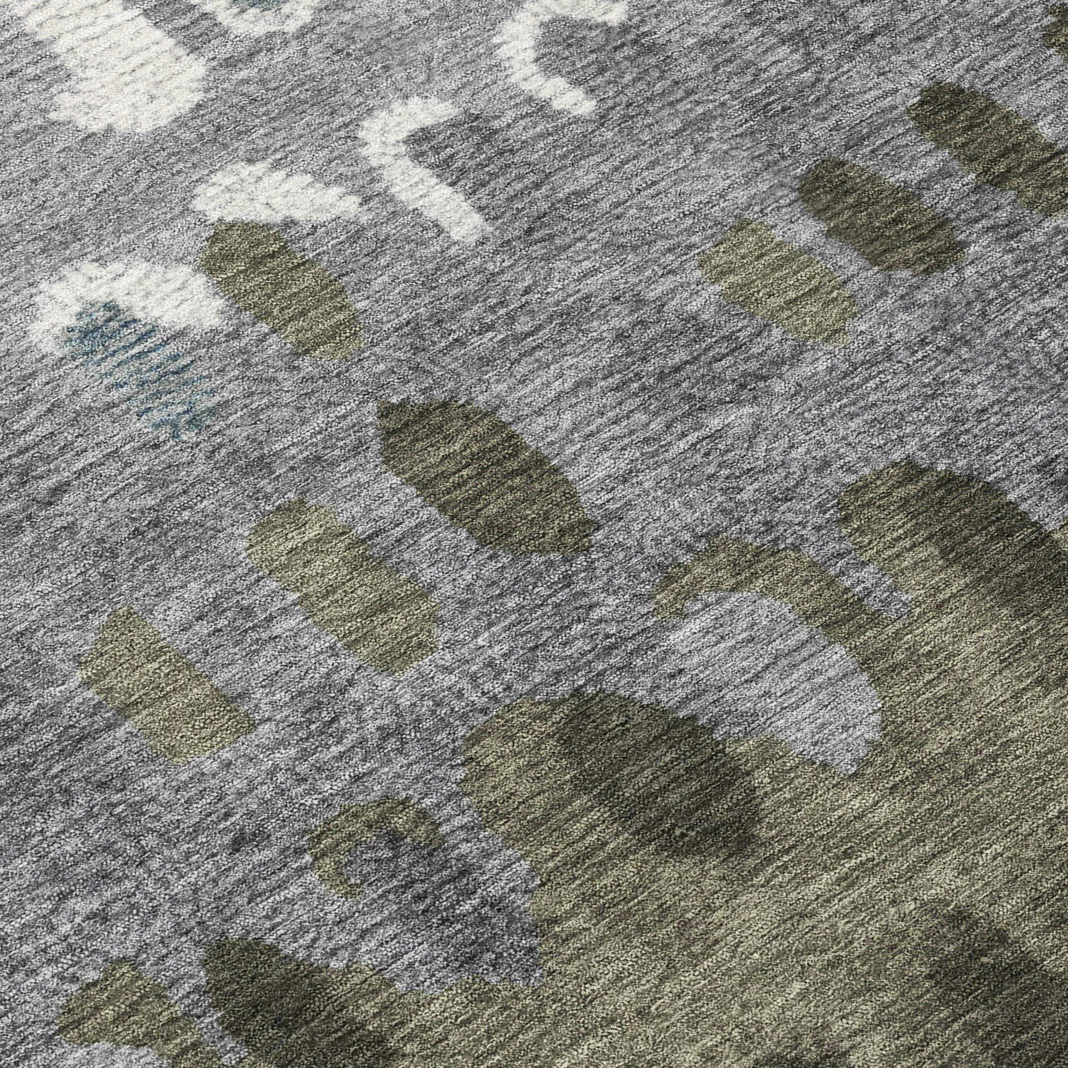 9' X 12' Blue And Gray Geometric Washable Indoor Outdoor Area Rug - Outdoor