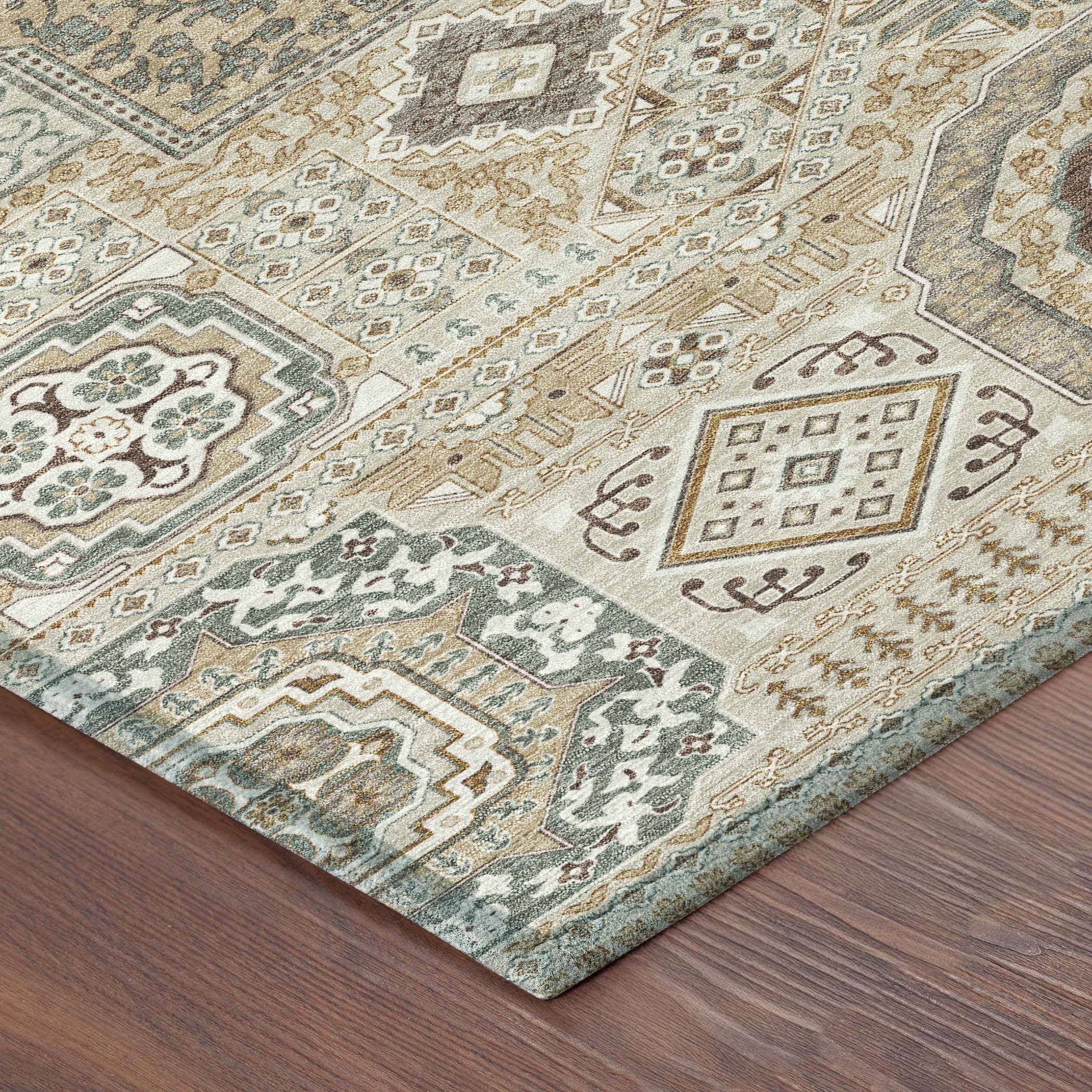 8' X 10' Beige And Ivory Oriental Washable Indoor Outdoor Area Rug - Sports & Outdoor