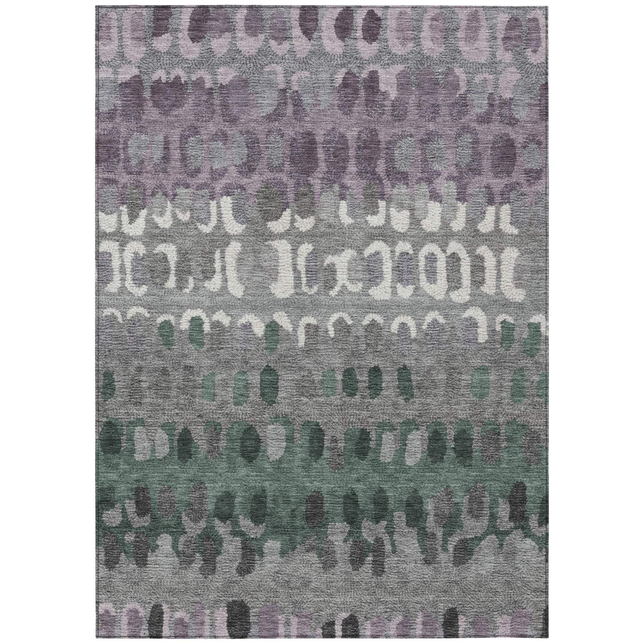 8' X 10' Plum And Gray Geometric Washable Indoor Outdoor Area Rug - Outdoor