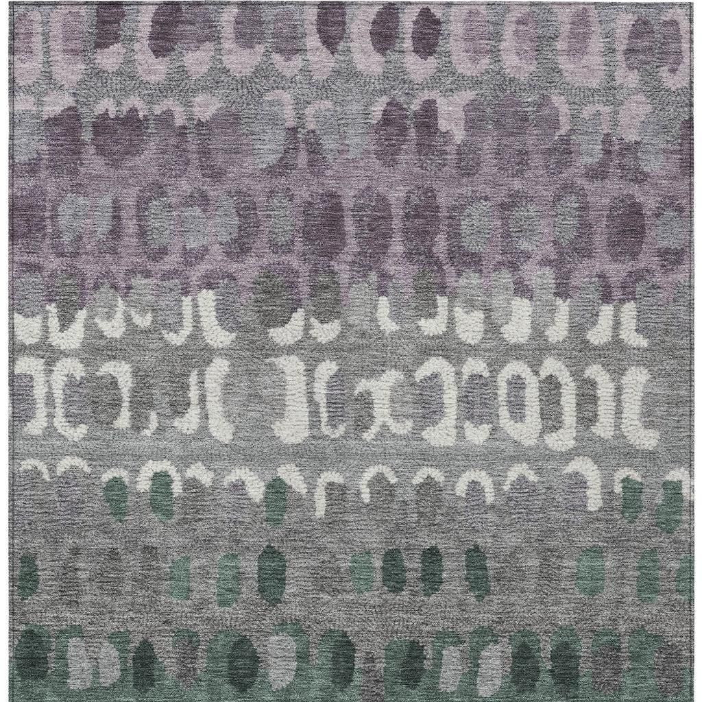 8' X 10' Plum And Gray Geometric Washable Indoor Outdoor Area Rug - Outdoor