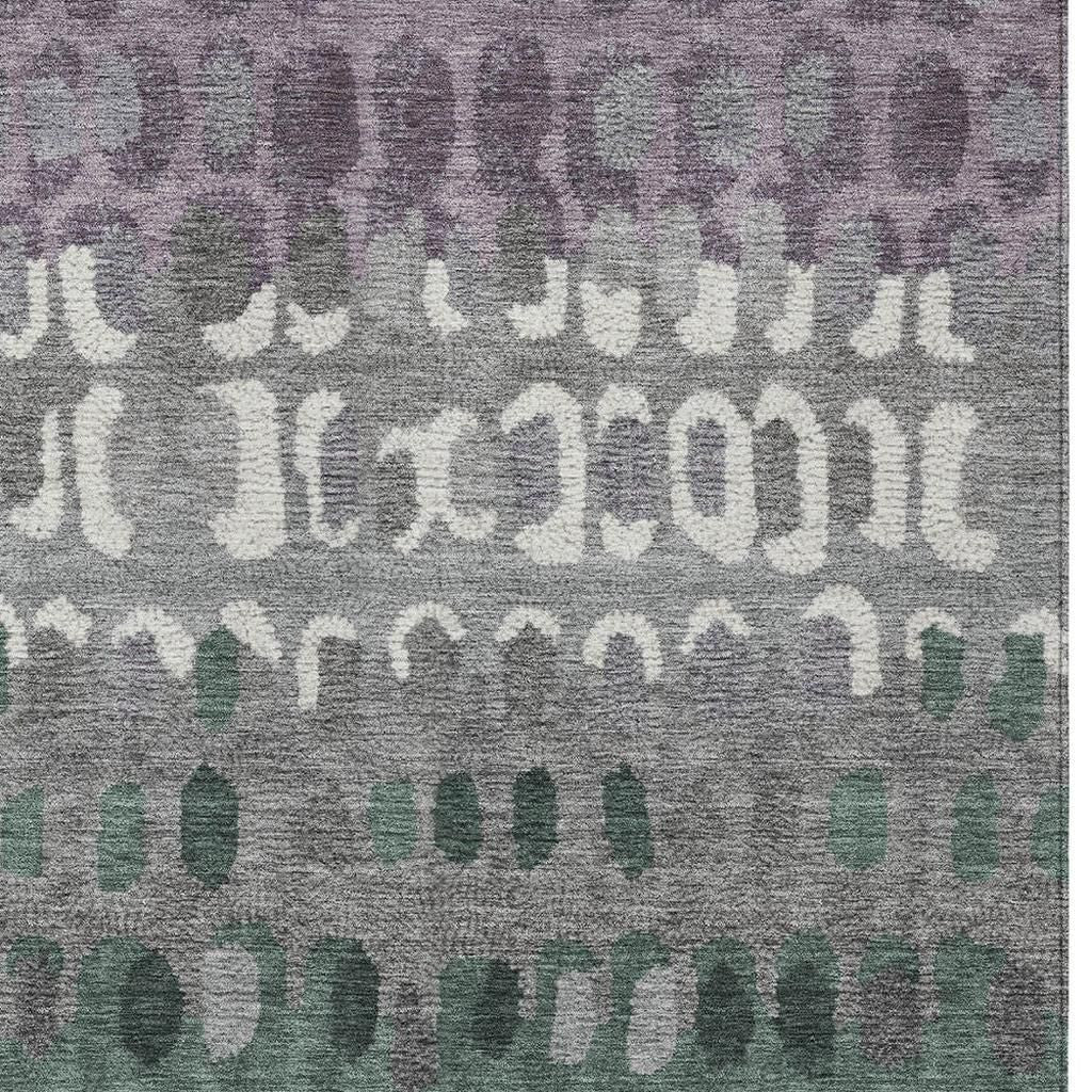 8' X 10' Plum And Gray Geometric Washable Indoor Outdoor Area Rug - Outdoor