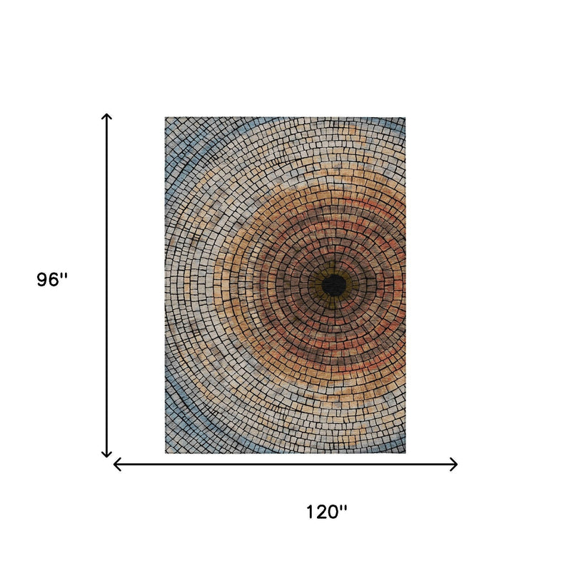 Geometric area rug dimensions shown: 120 in wide by 96 in long