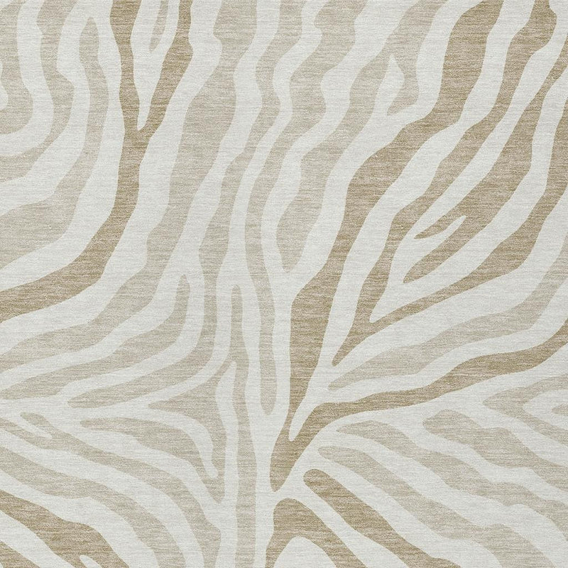 Full-frame view of ivory and beige zebra-print area rug surface