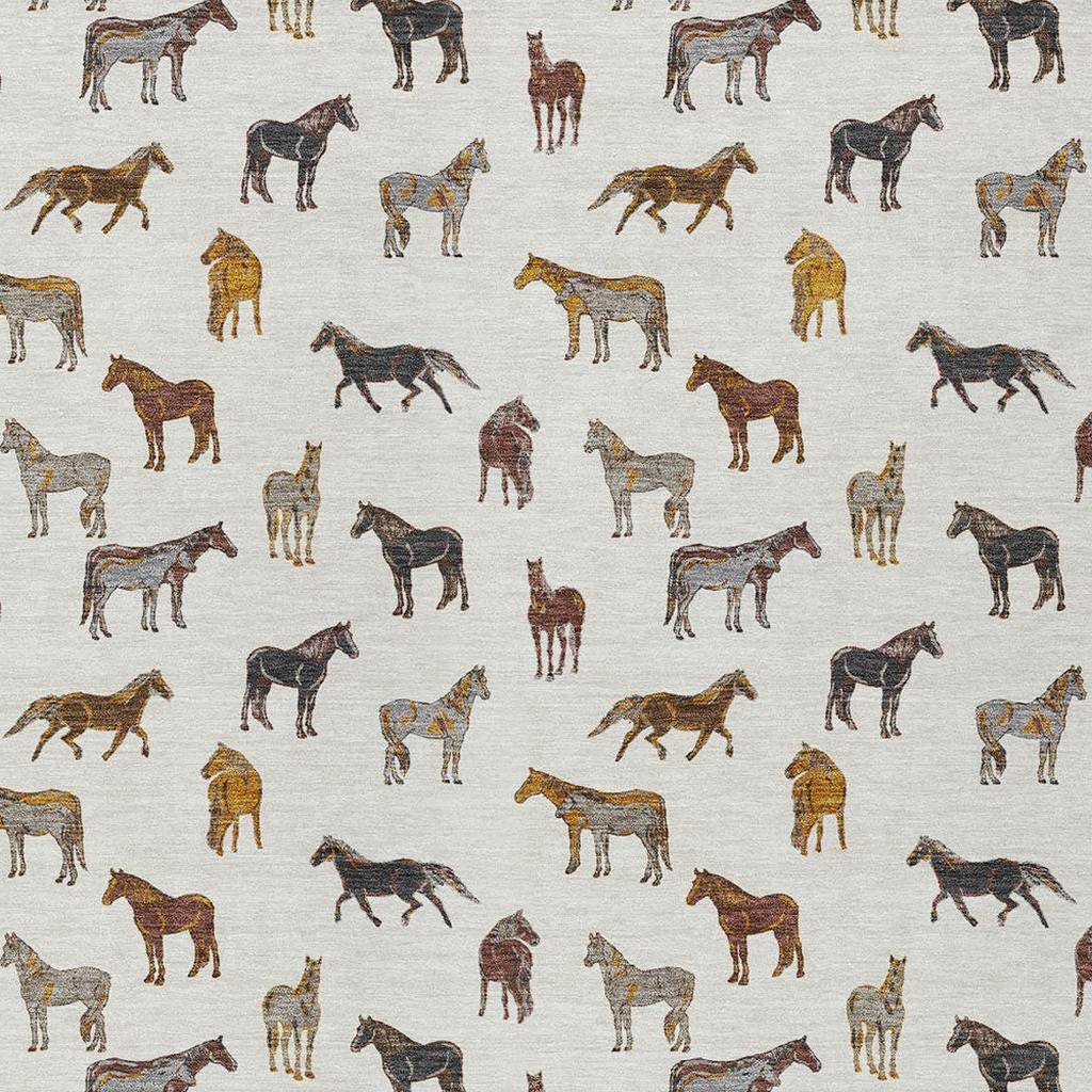 10' X 14' Ivory And Gold Horse Washable Indoor Outdoor Area Rug - Sports & Outdoor