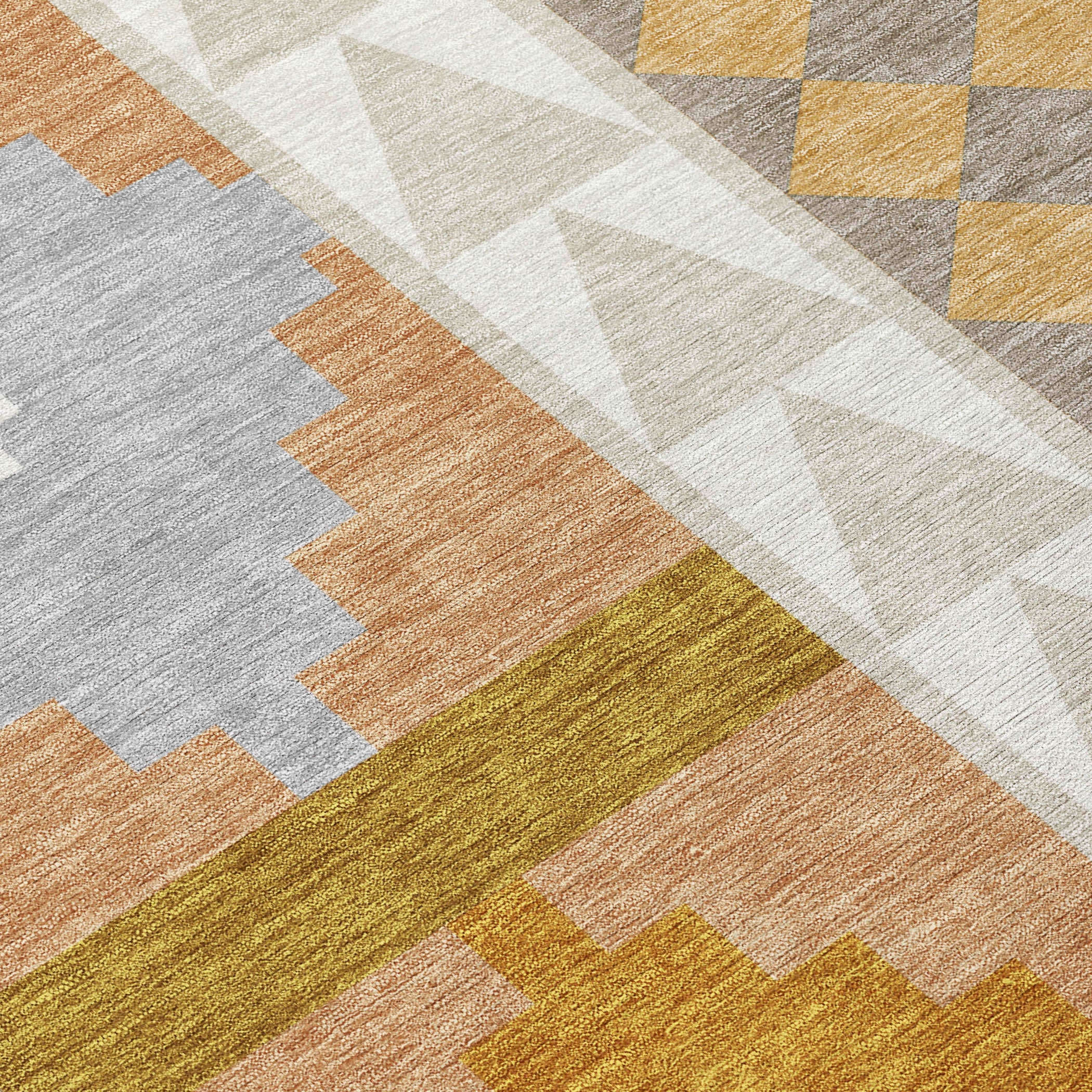 8' Beige And Orange Round Southwestern Washable Indoor Outdoor Area Rug - Sports & Outdoor